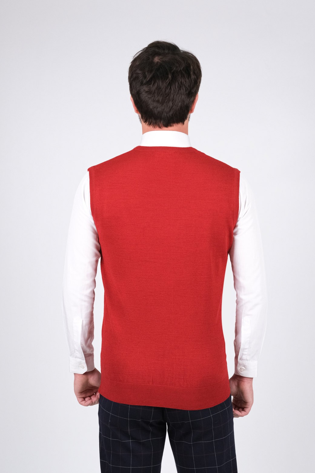 Stripe Knitwear Men's Knitwear Sweater V-Neck Solid Color Waist Elastic Winter Woven Regular Pattern - LIGHT BURGUNDY