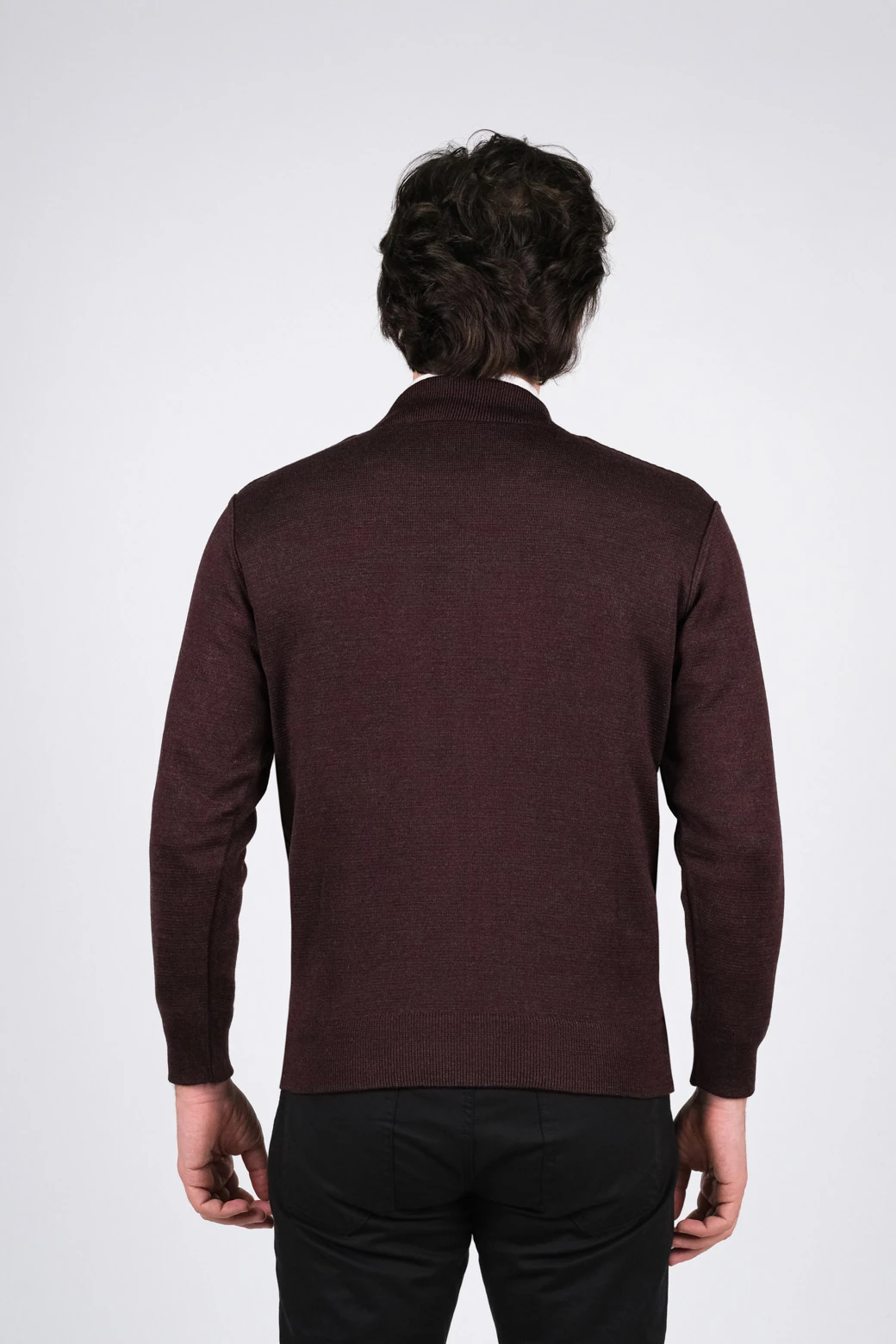 Çizgi Triko Erkek Hakim Yaka Astarlı Triko Mont Fermuarlı  Çelik Örgü -4200T