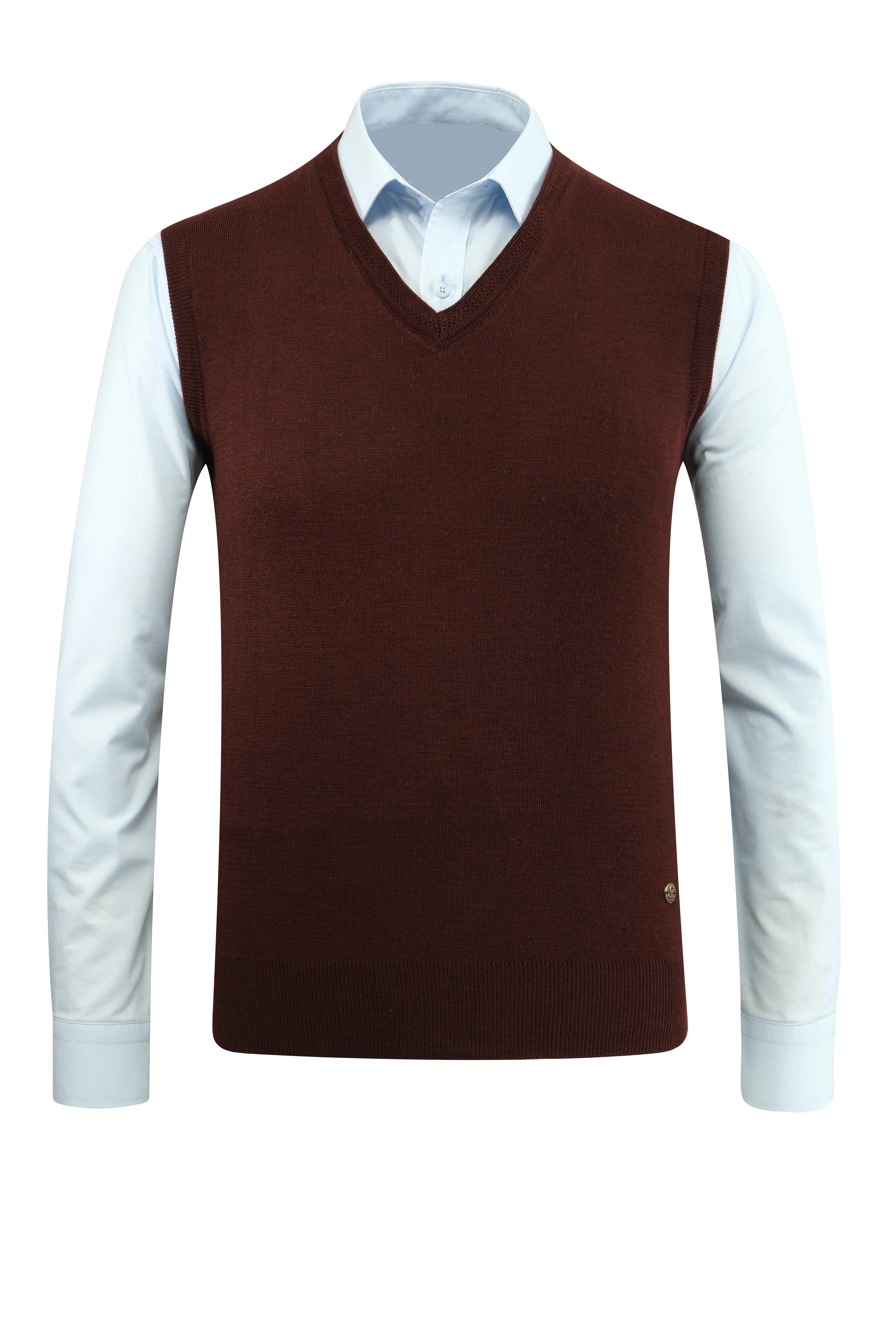 Erkek V Yaka Süveter Triko Düz Renk Çelik Örgü Klasik Kalıp - 5200H