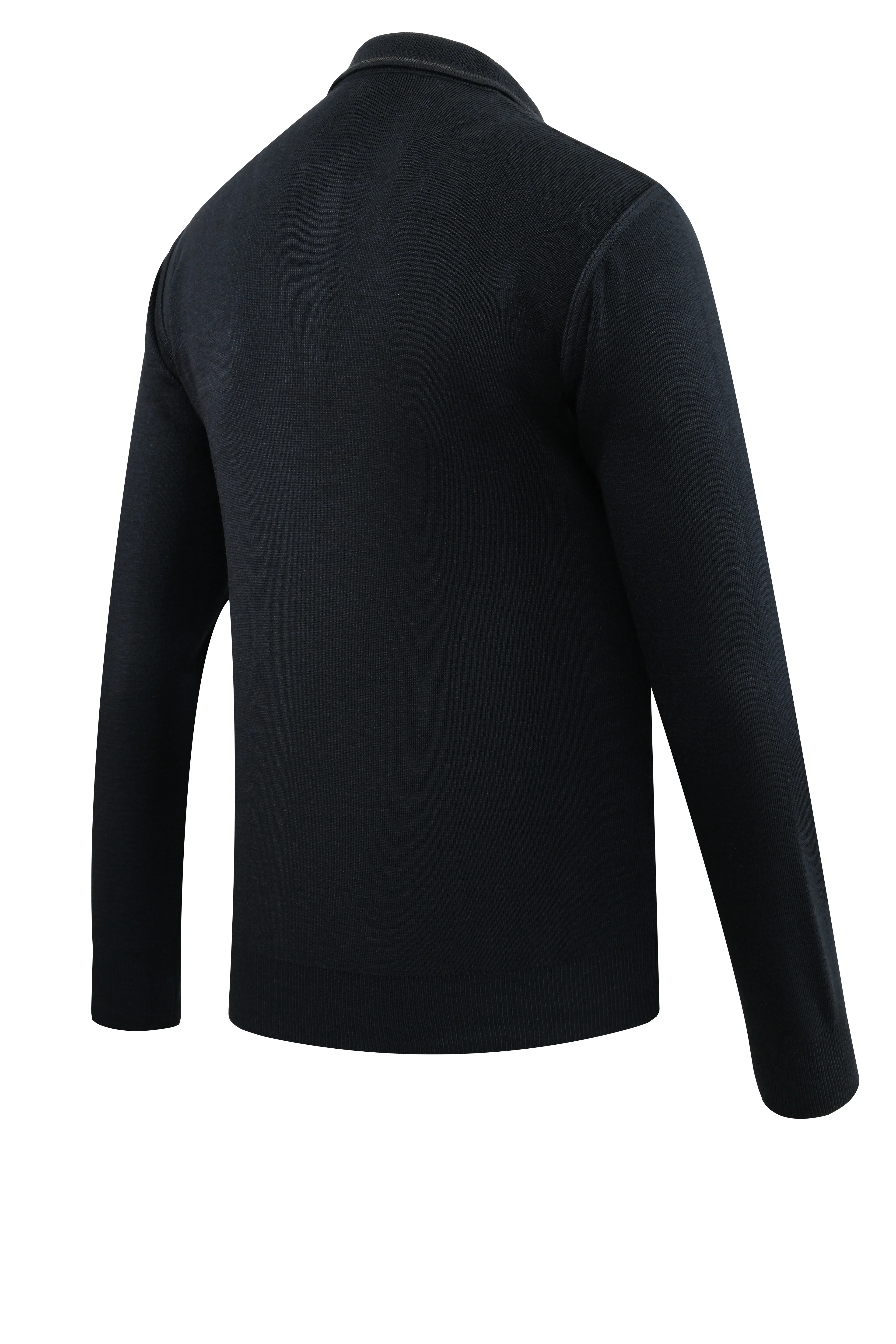 Erkek Polo Yaka Kazak Triko Cepli Çelik Örgü Klasik Kalıp - 5200F - LACİVERT