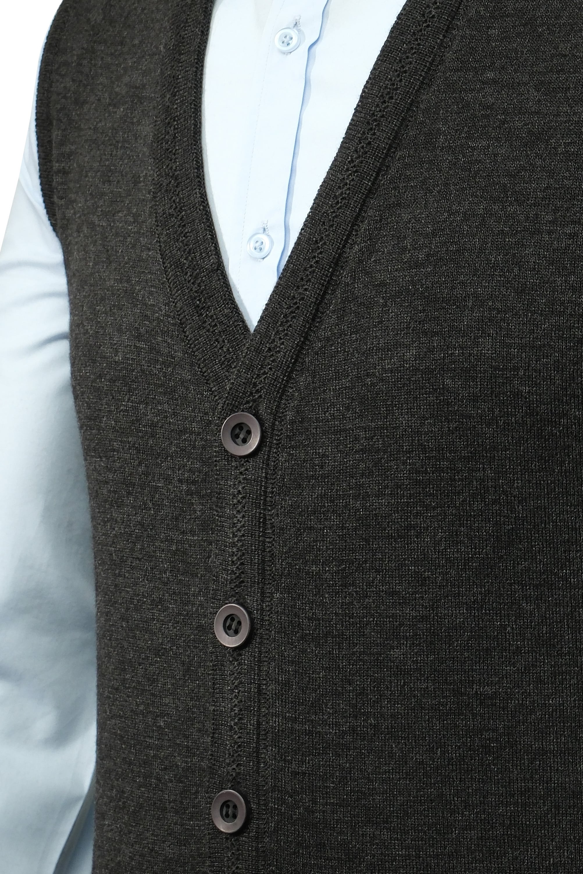 Erkek Büyük Beden Düğmeli Yelek Triko Cepli Çelik Örgü Klasik Kalıp - 5200LB - DARK GRAY