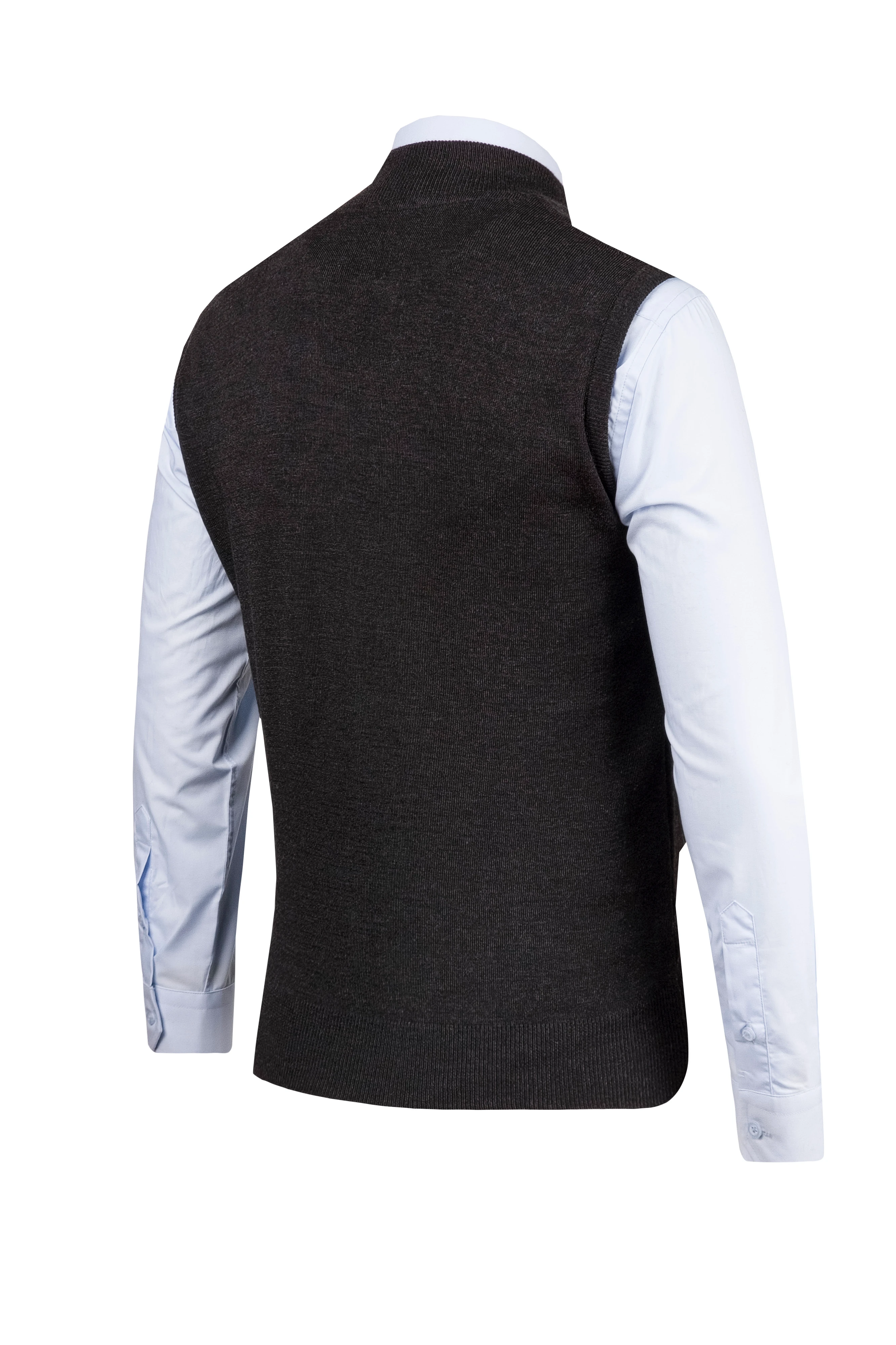 Çizgi Triko Erkek Triko Yelek Fermuarlı Cepli Çelik Örgü Triko Klasik Kalıp - 4241J