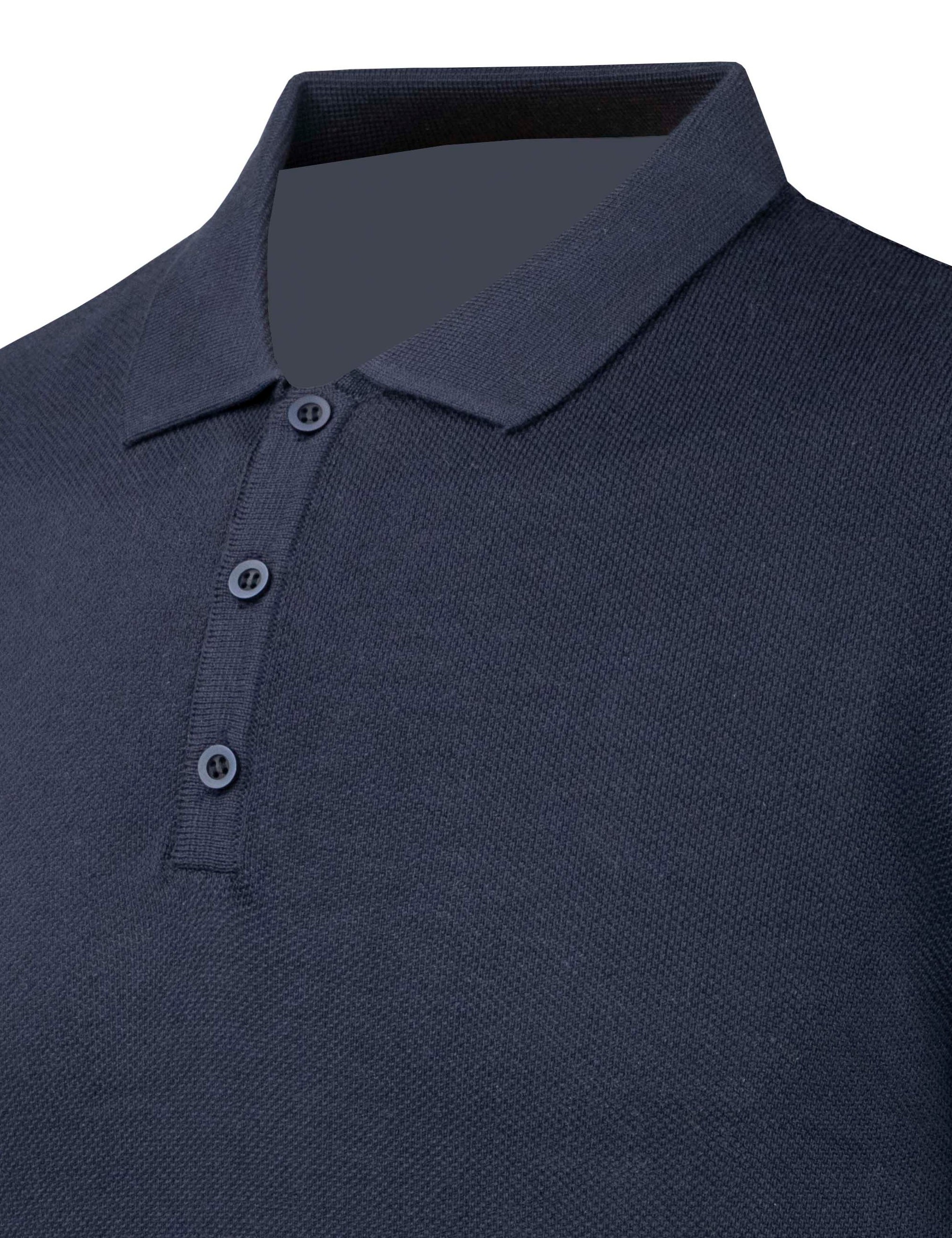 Erkek Yazlık Triko Tişört Kıvrılmaz Polo Yaka Regular Kalıp - LACİVERT