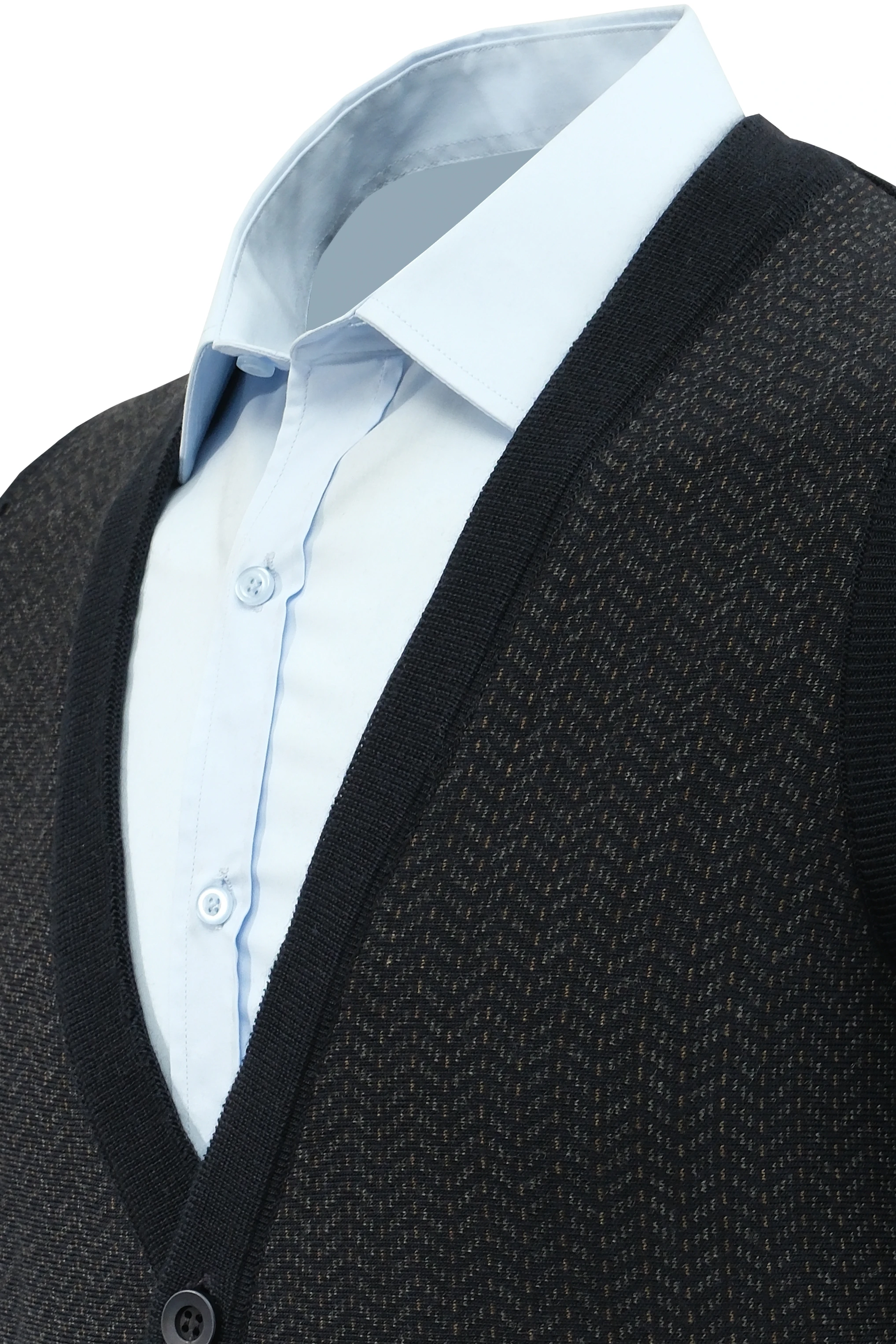 Erkek Düğmeli Yelek Cepli Desenli Çelik Örgü Klasik Kalıp - 5212L - LACİVERT