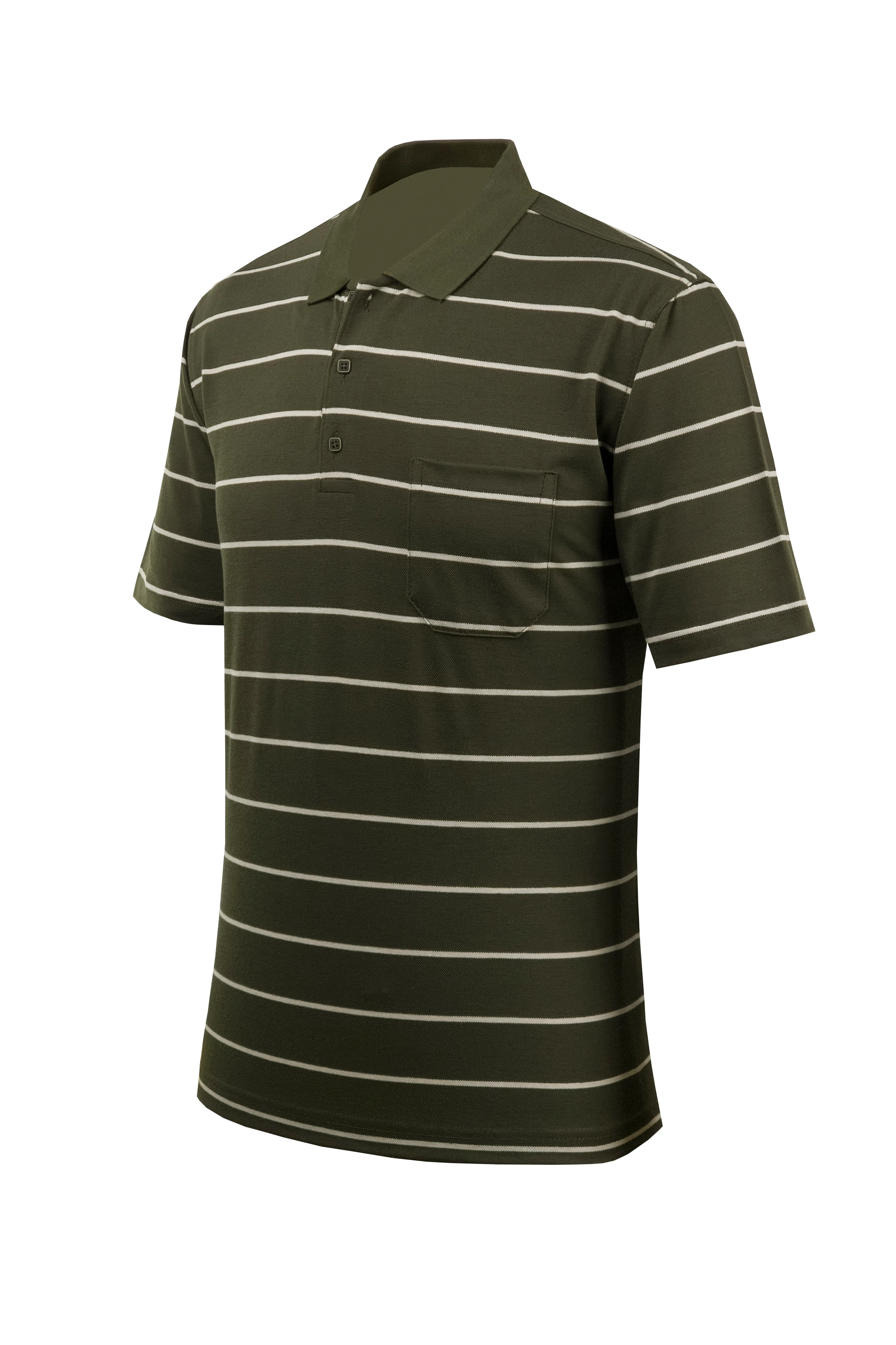 Erkek Polo Yaka Düğmeli Cepli Tişört Klasik Kalıp - 4902 - HAKİ