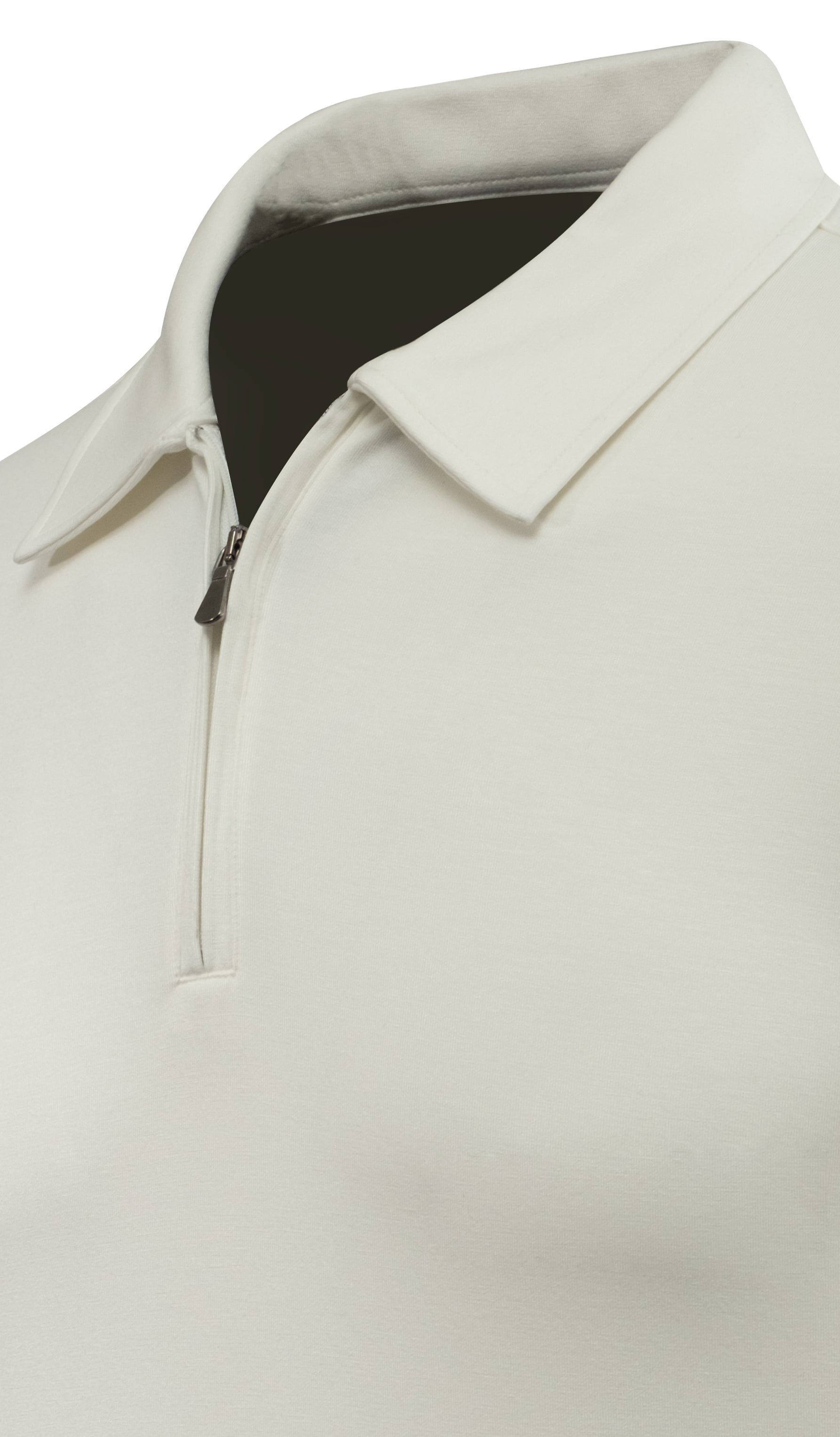 Erkek Polo Yaka Fermuarlı Sweat Düz Renk Klasik Kalıp - 5230F - EKRU