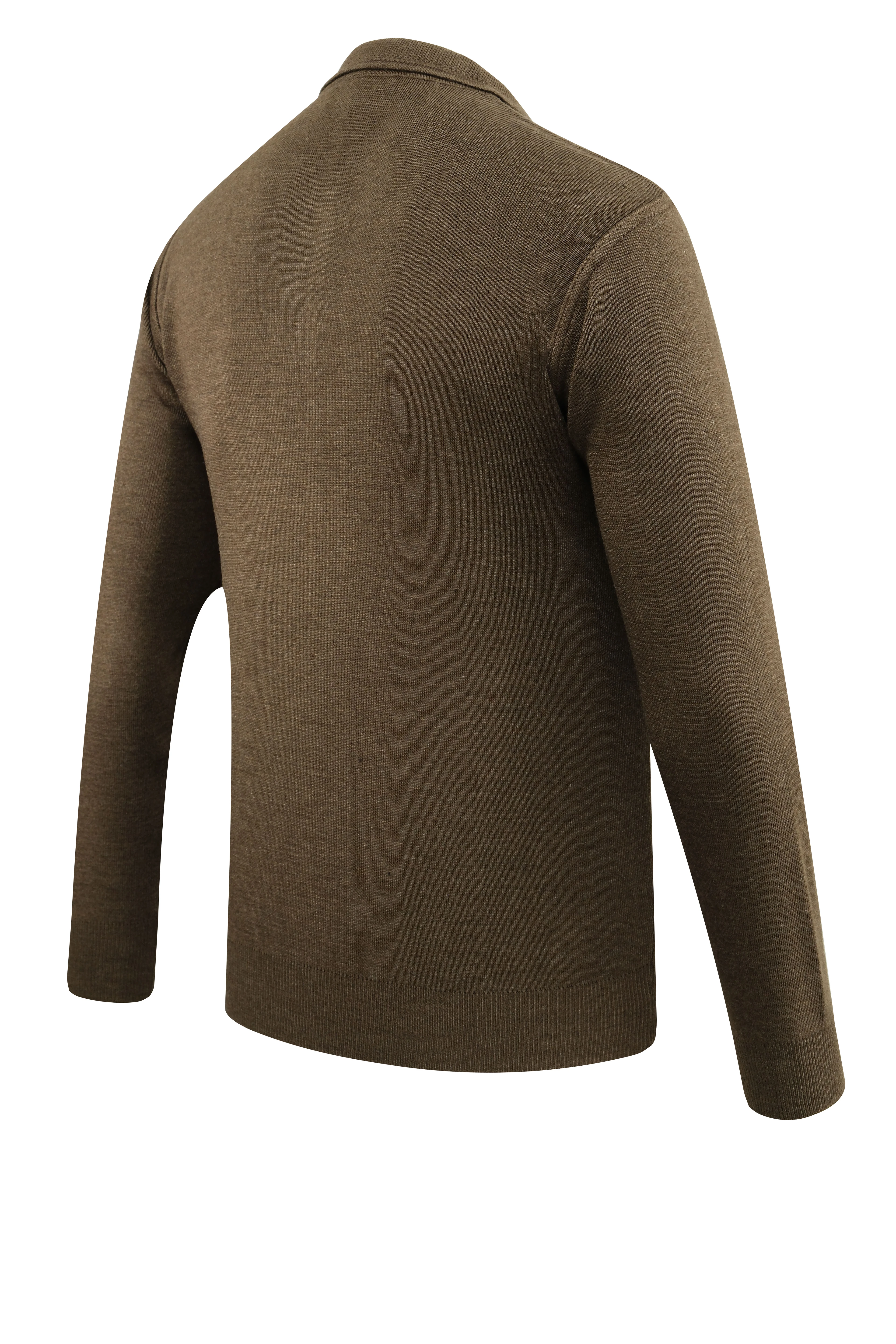 Erkek Polo Yaka Kazak Triko Cepli Çelik Örgü Klasik Kalıp - 5200F