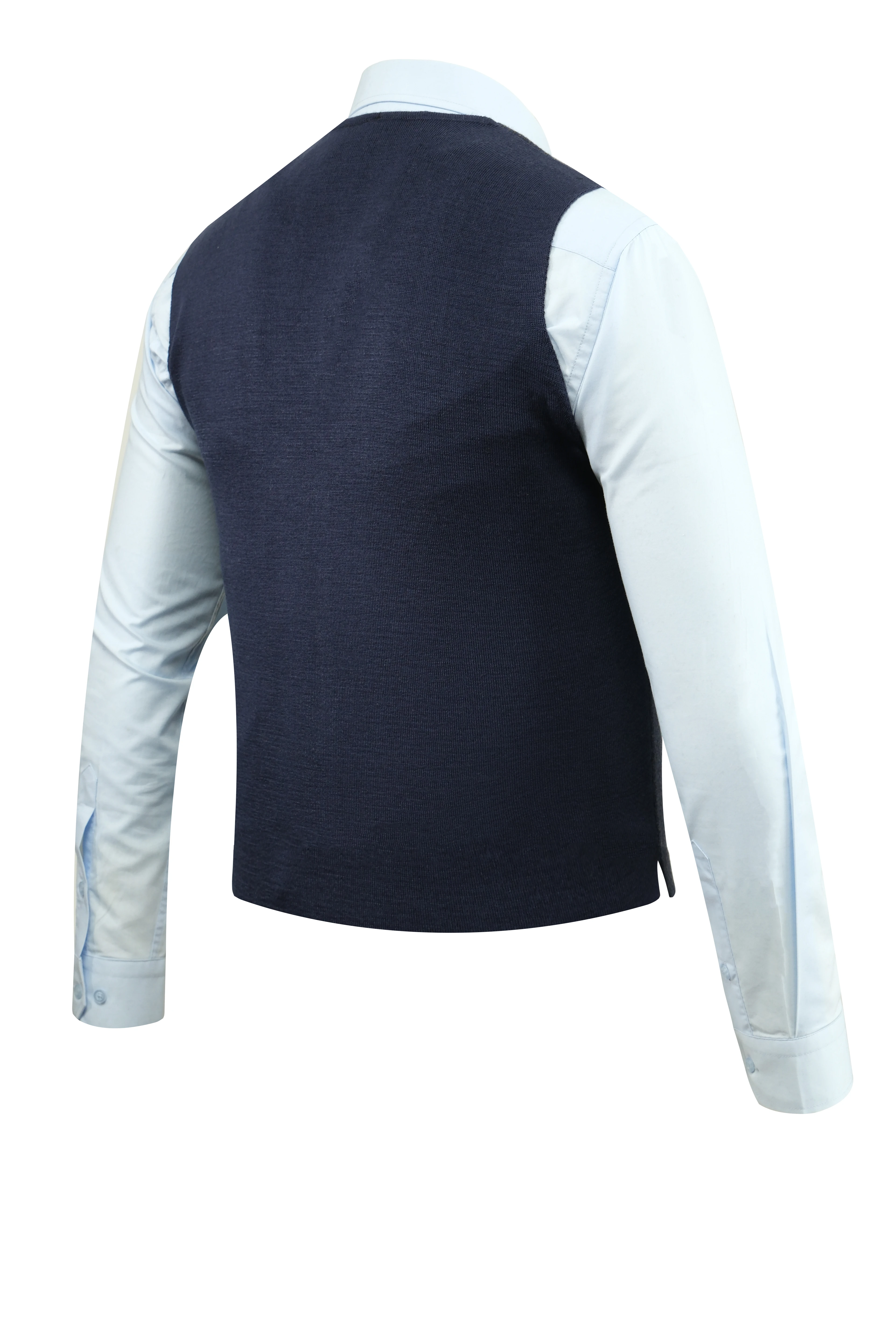 Erkek Düğmeli Yelek Cepsiz Desenli Çelik Örgü Klasik Kalıp - 5211LS - LACİVERT