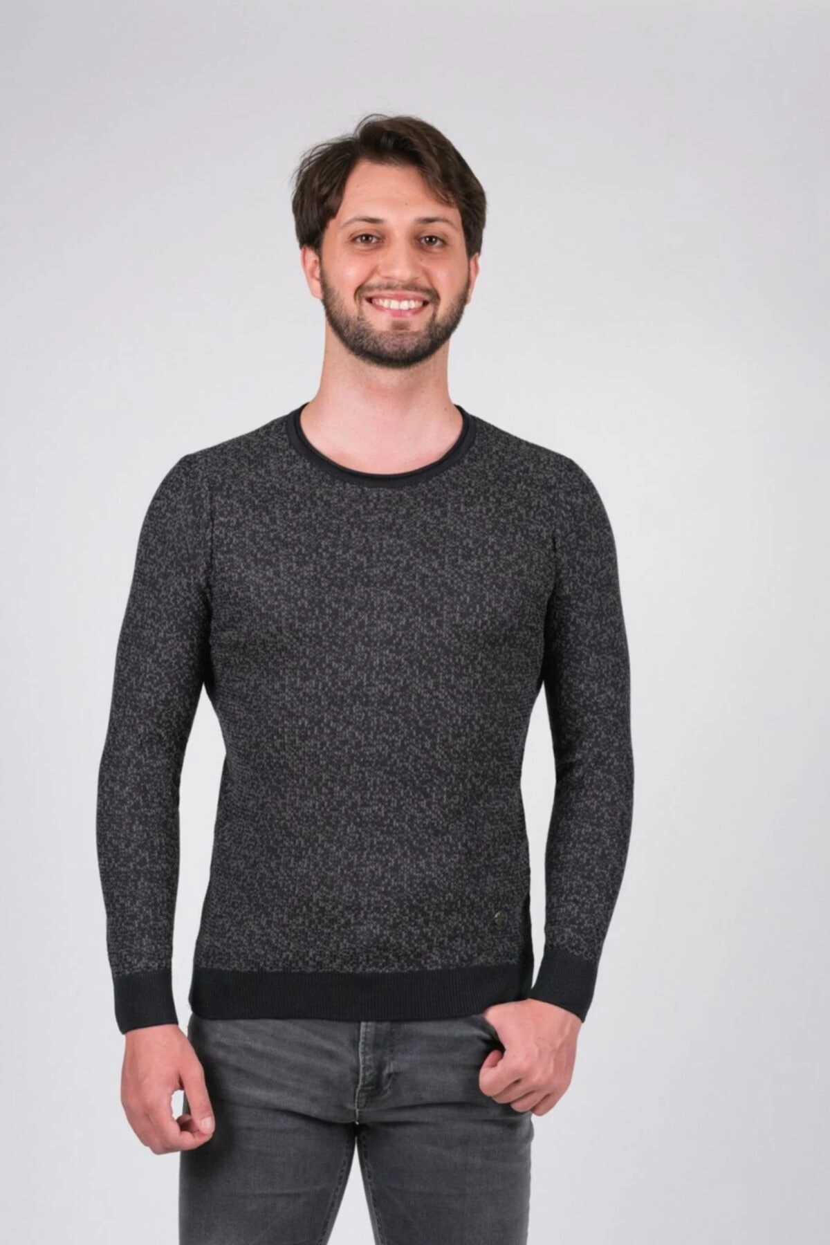 Erkek Triko Kazak Sıfır Yaka Kol Ve Bel Lastikli Kışlık Dokuma