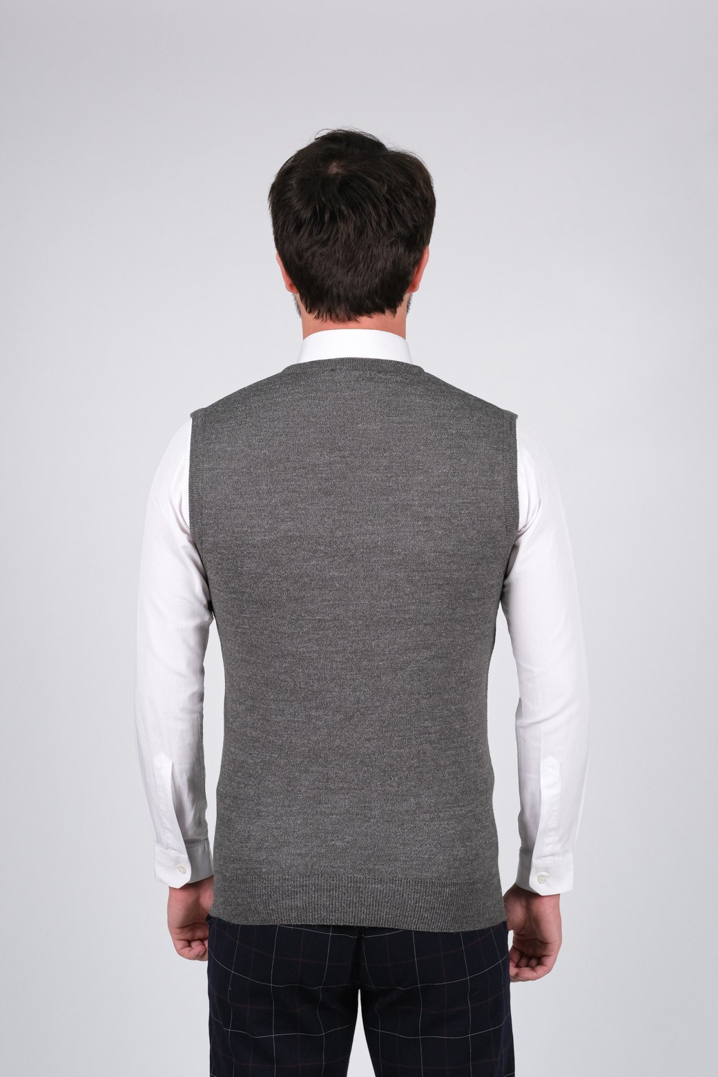Stripe Knitwear Men's Knitwear Sweater V-Neck Solid Color Waist Elastic Winter Woven Regular Pattern - GREY