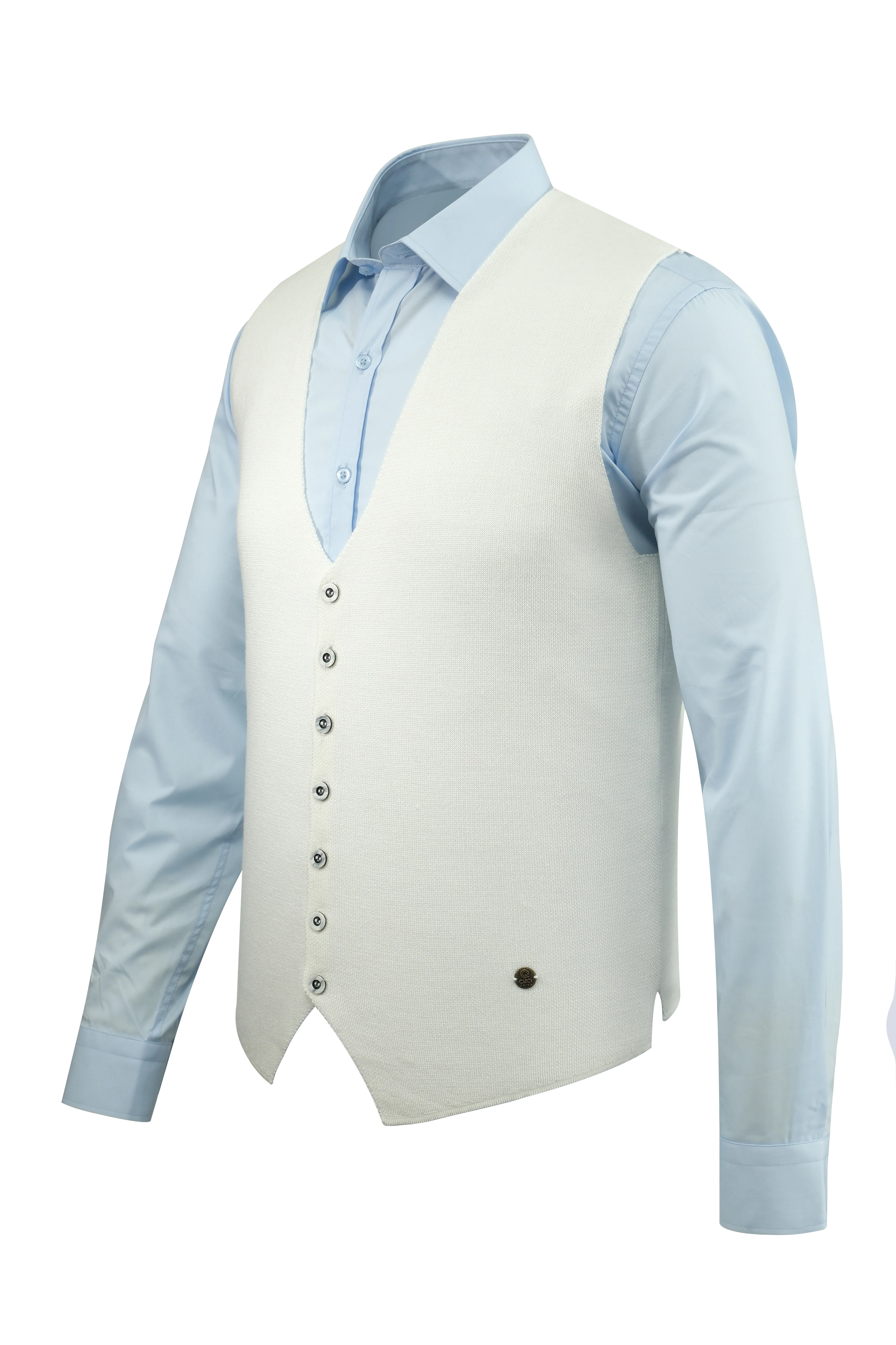 Çizgi Triko Erkek Düğmeli Spor / Regular Triko Örme Kolsuz Yelek - 4241LS