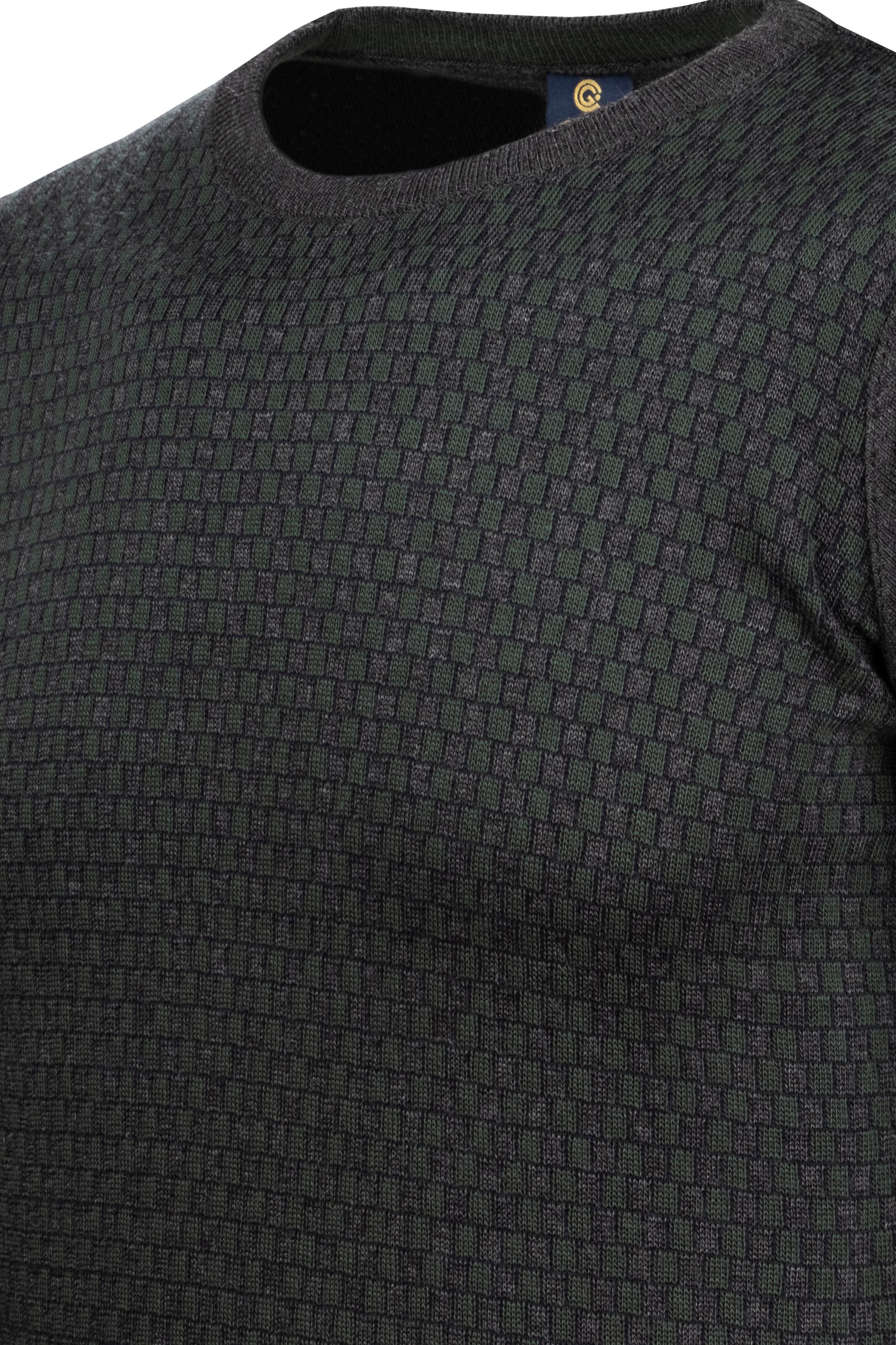 Stripe Knitwear Men's Crew Neck Knitwear Sweater Patterned Sleeve and Waist Elastic Steel Knitted Regular Pattern - 5006C - ANTHRACITE