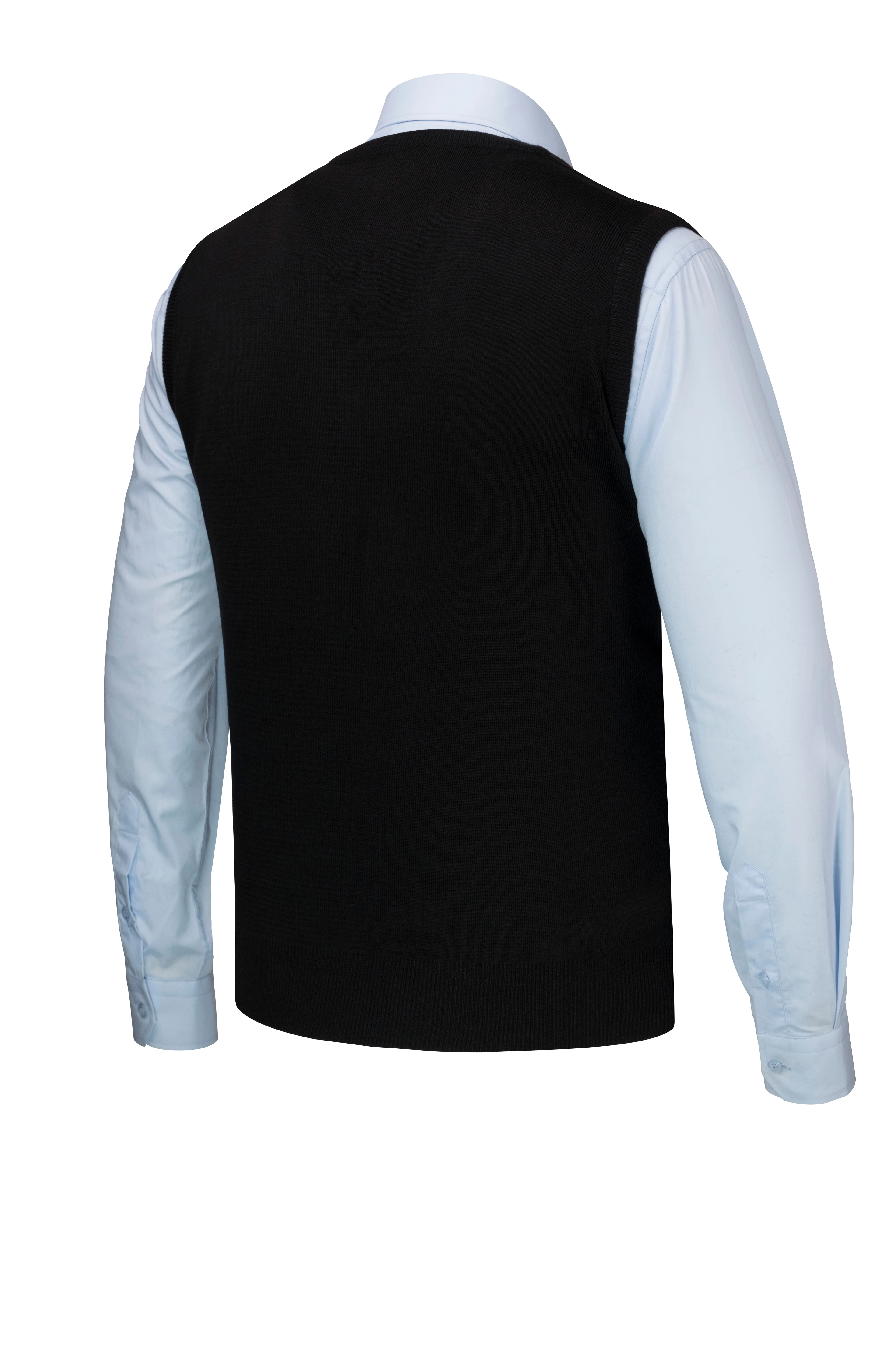 Erkek Düğmeli Yelek Cepli Desenli Çelik Örgü Klasik Kalıp - 5212L - SİYAH