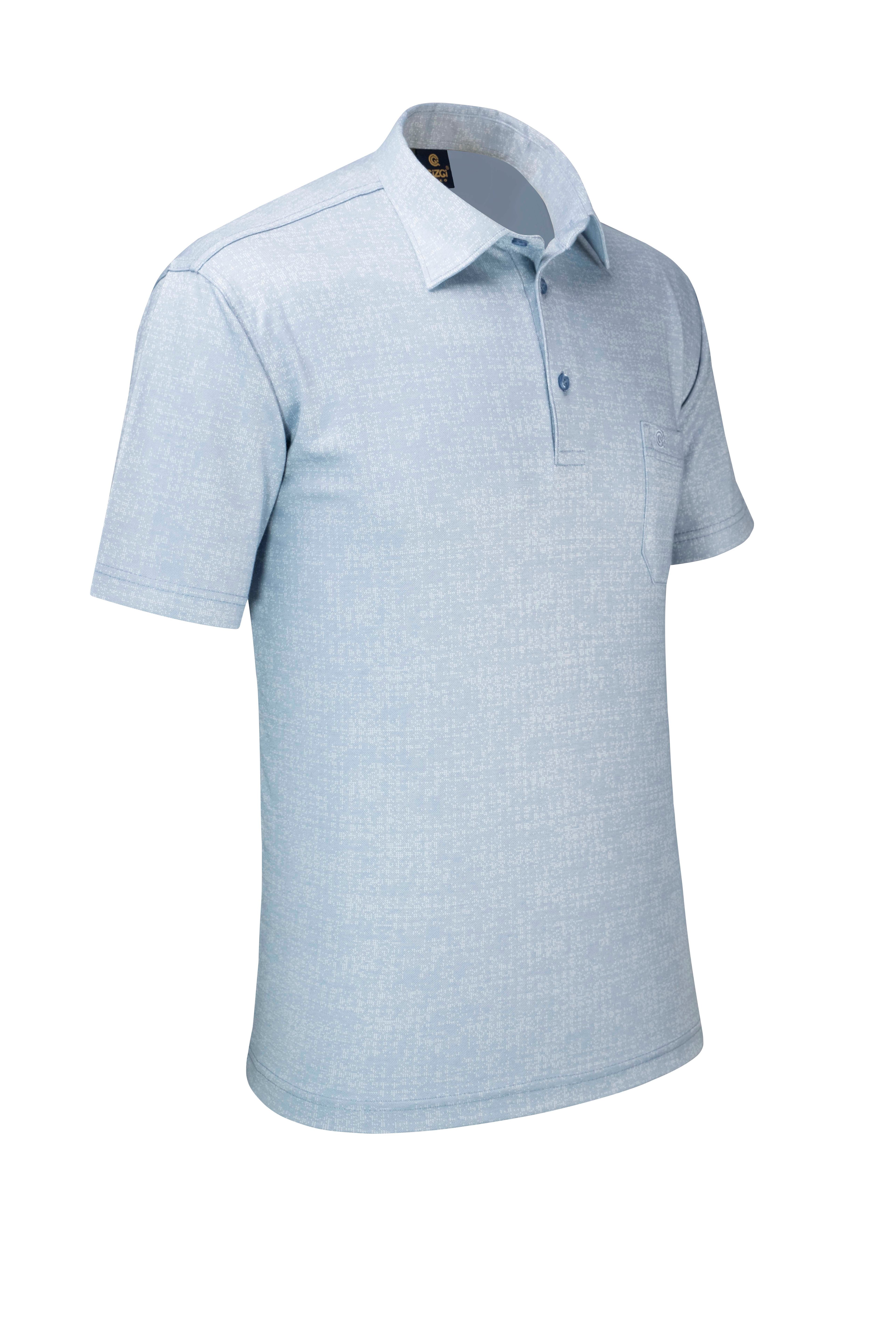 Erkek Gömlek Yaka Düğmeli Cepli Tişört Klasik Kalıp - MAVİ