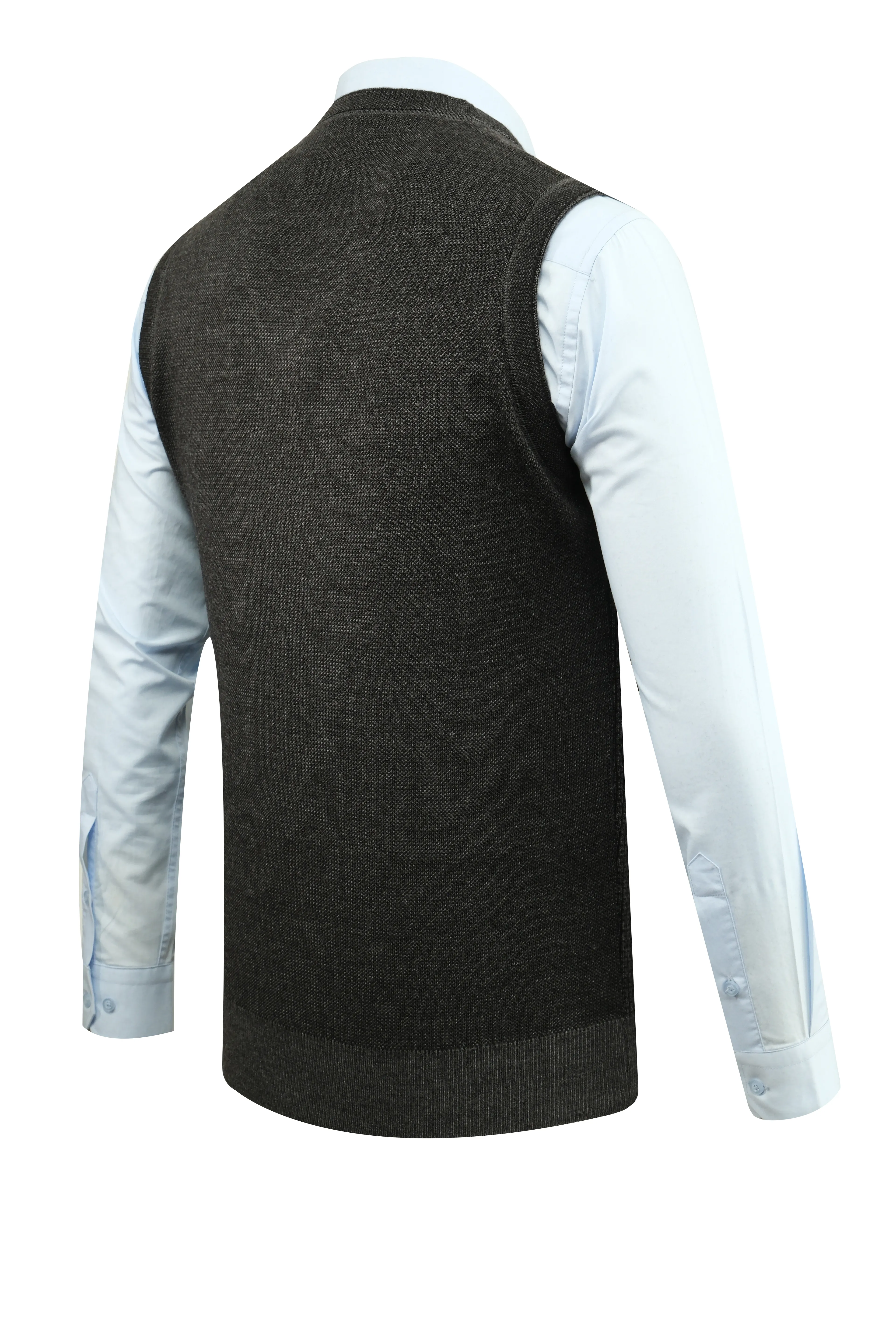 Erkek V Yaka Süveter Desenli Çelik Örgü Klasik Kalıp - 5208H - ANTRASİT