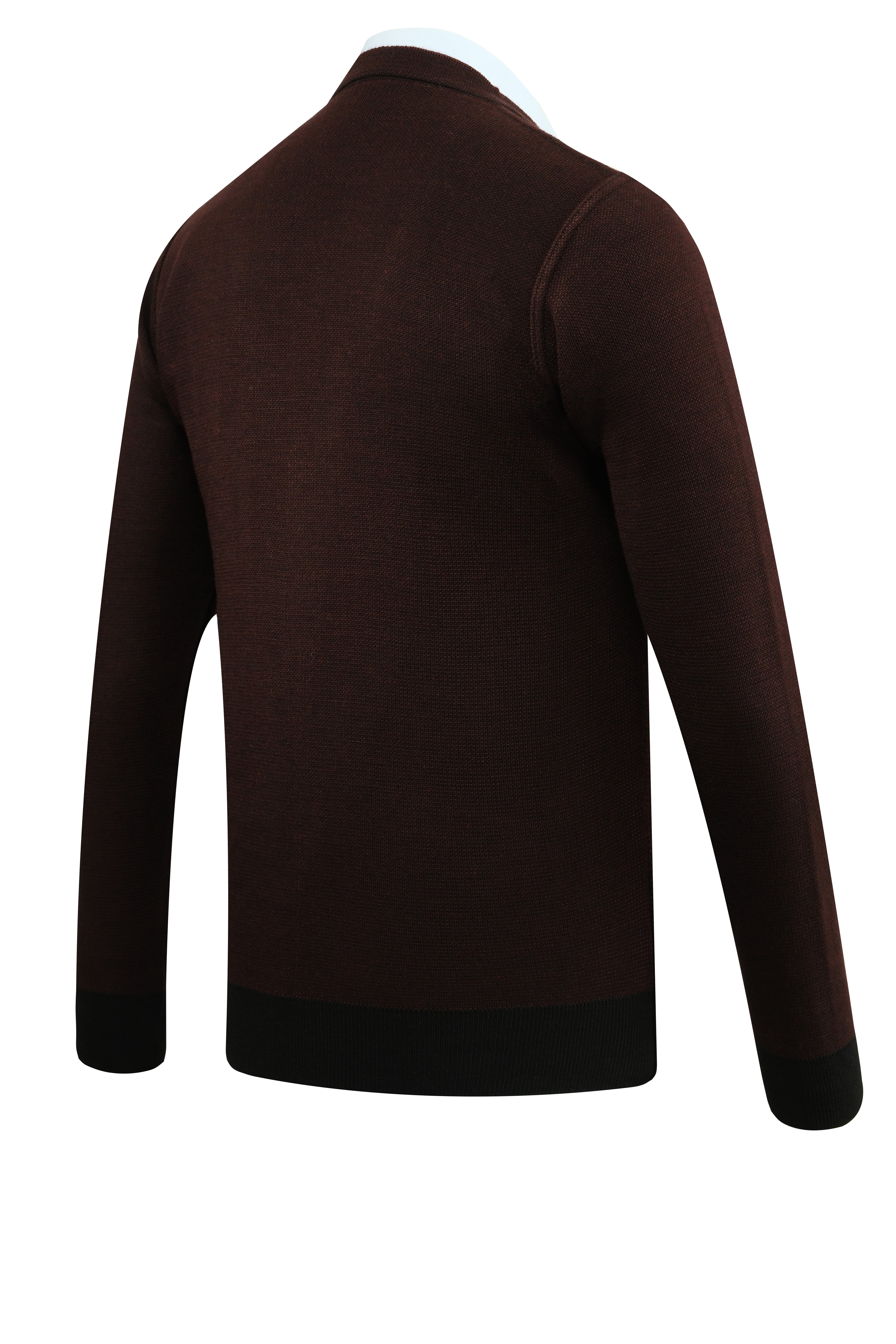 Erkek Düğmeli Hırka Cepli Desenli Çelik Örgü Klasik Kalıp - 5208M - BORDO