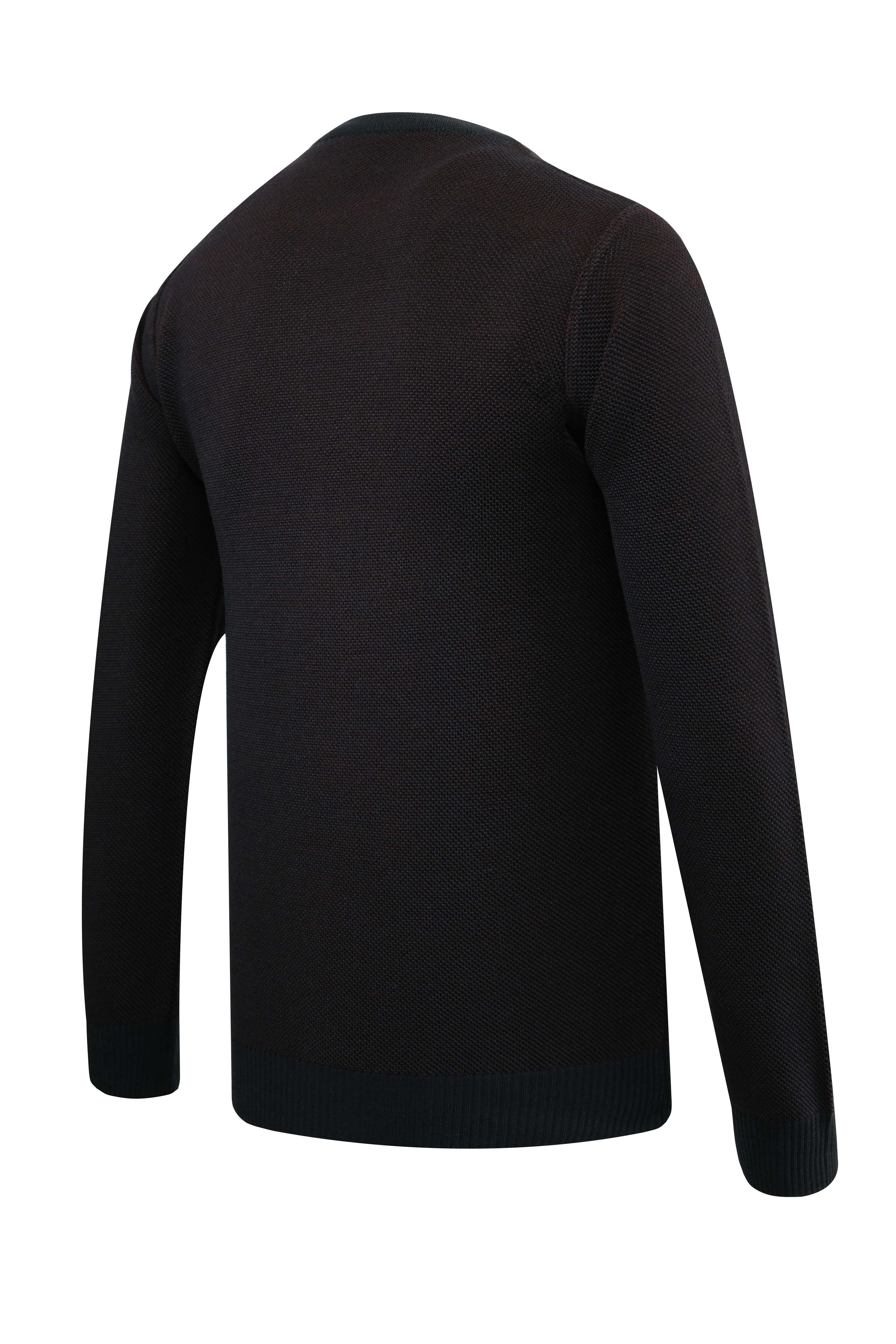 Erkek Sıfır Yaka Kazak Cepli Pike Desen Çelik Örgü Klasik Kalıp - 5214C - NAVY BLUE