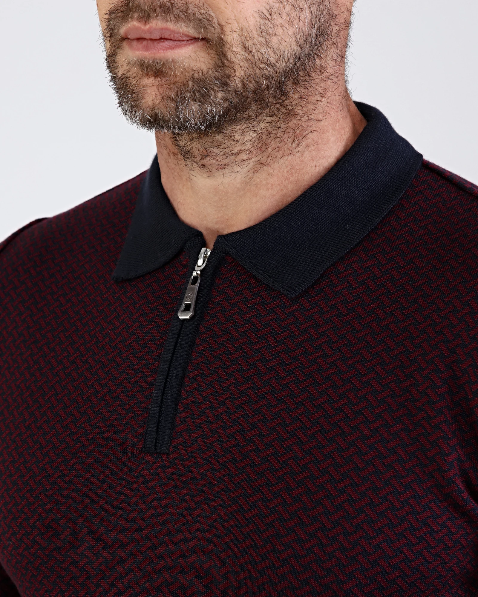 Çizgi Triko Erkek Polo Yaka Triko Kazak Desenli Kol Ve Bel Lastikli Çelik Örgü Regular Kalıp