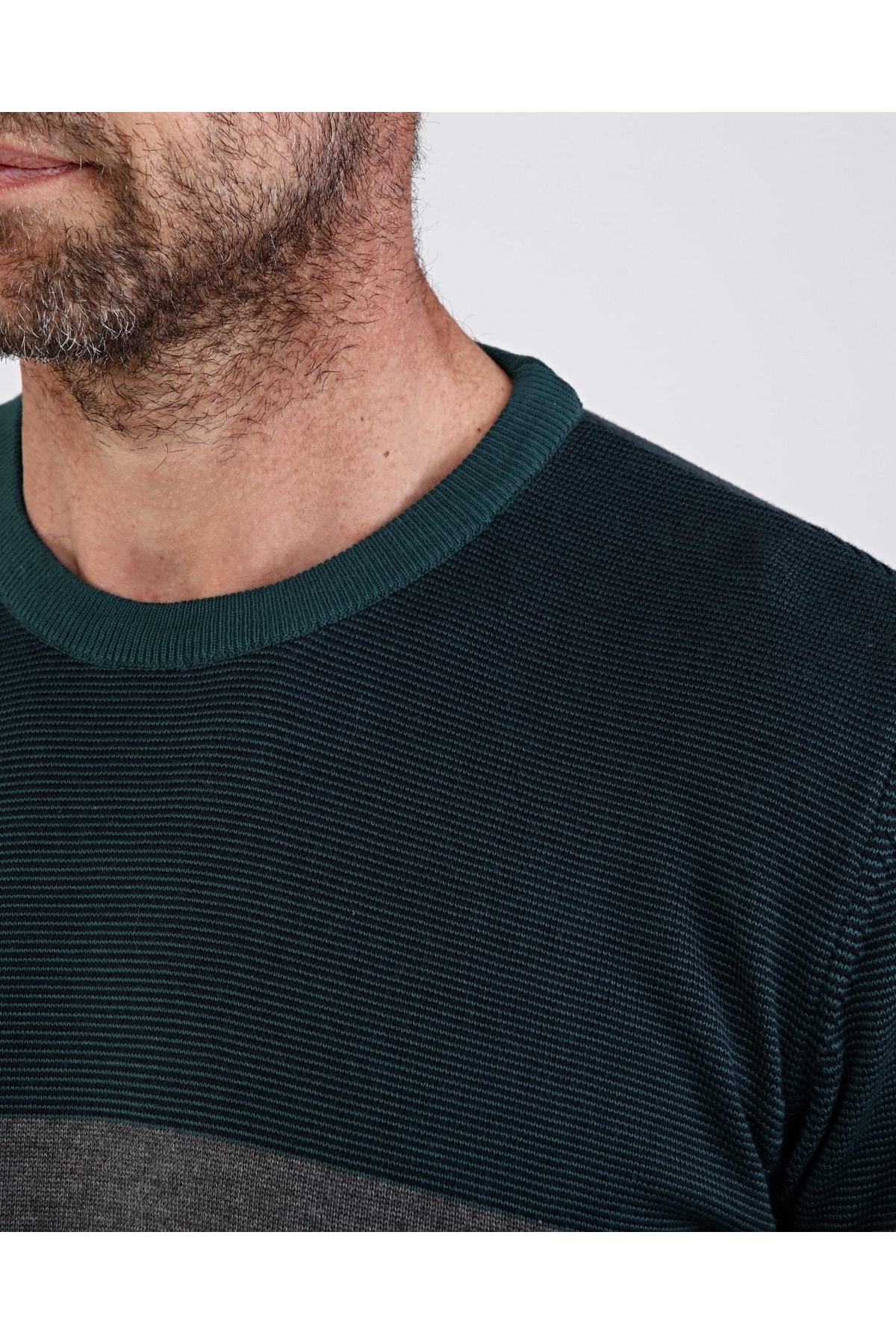 Battal Erkek Sıfır Yaka Pamuklu Triko Nefti Kazak Desenli Kol Ve Bel Lastikli Regular