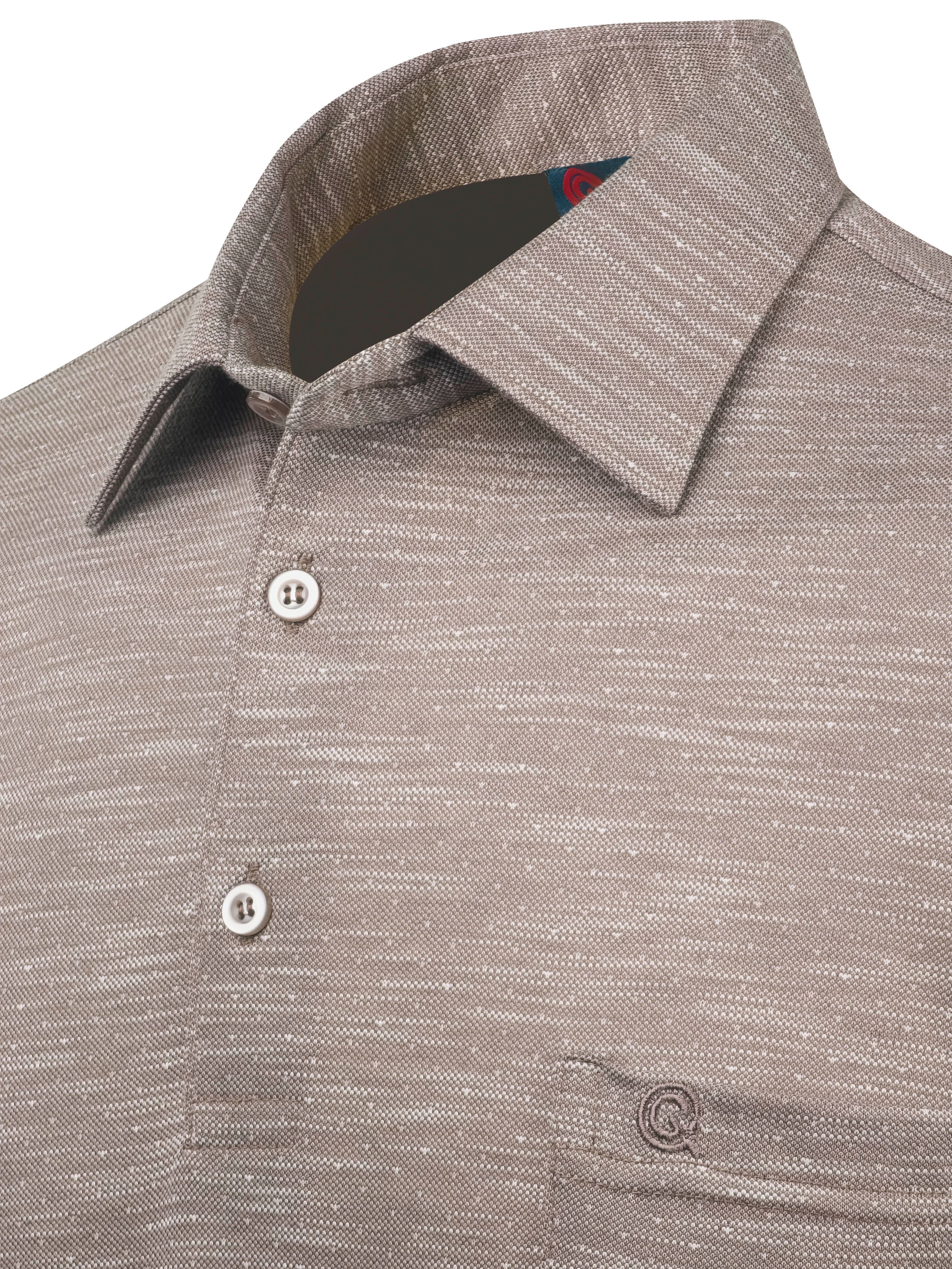 Erkek Gömlek Yaka Düğmeli Cepli Sweat Klasik Kalıp - VİZON