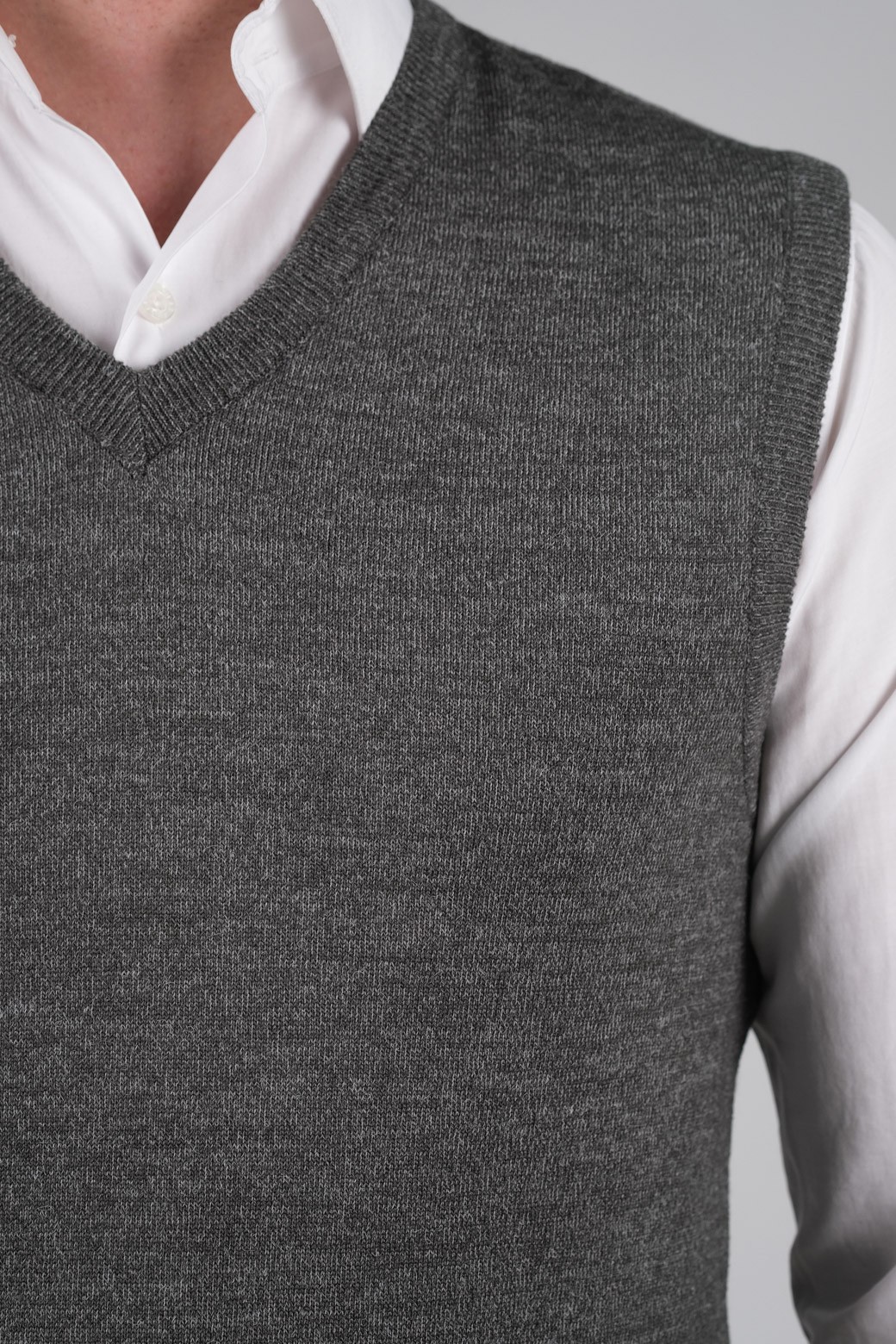 Stripe Knitwear Men's Knitwear Sweater V-Neck Solid Color Waist Elastic Winter Woven Regular Pattern - GREY