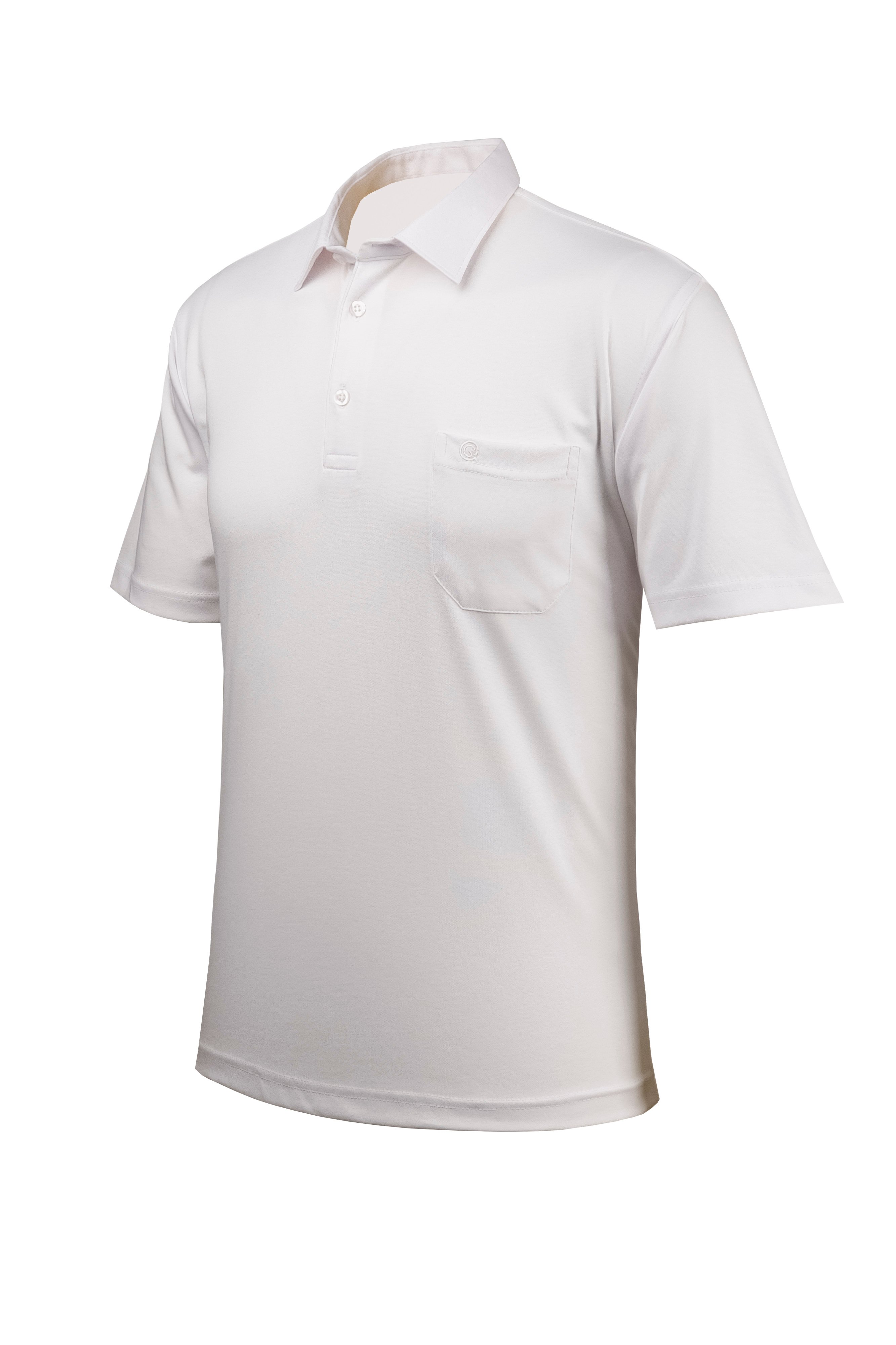 Erkek Gömlek Yaka Düğmeli Cepli Tişört Klasik Kalıp - BEYAZ