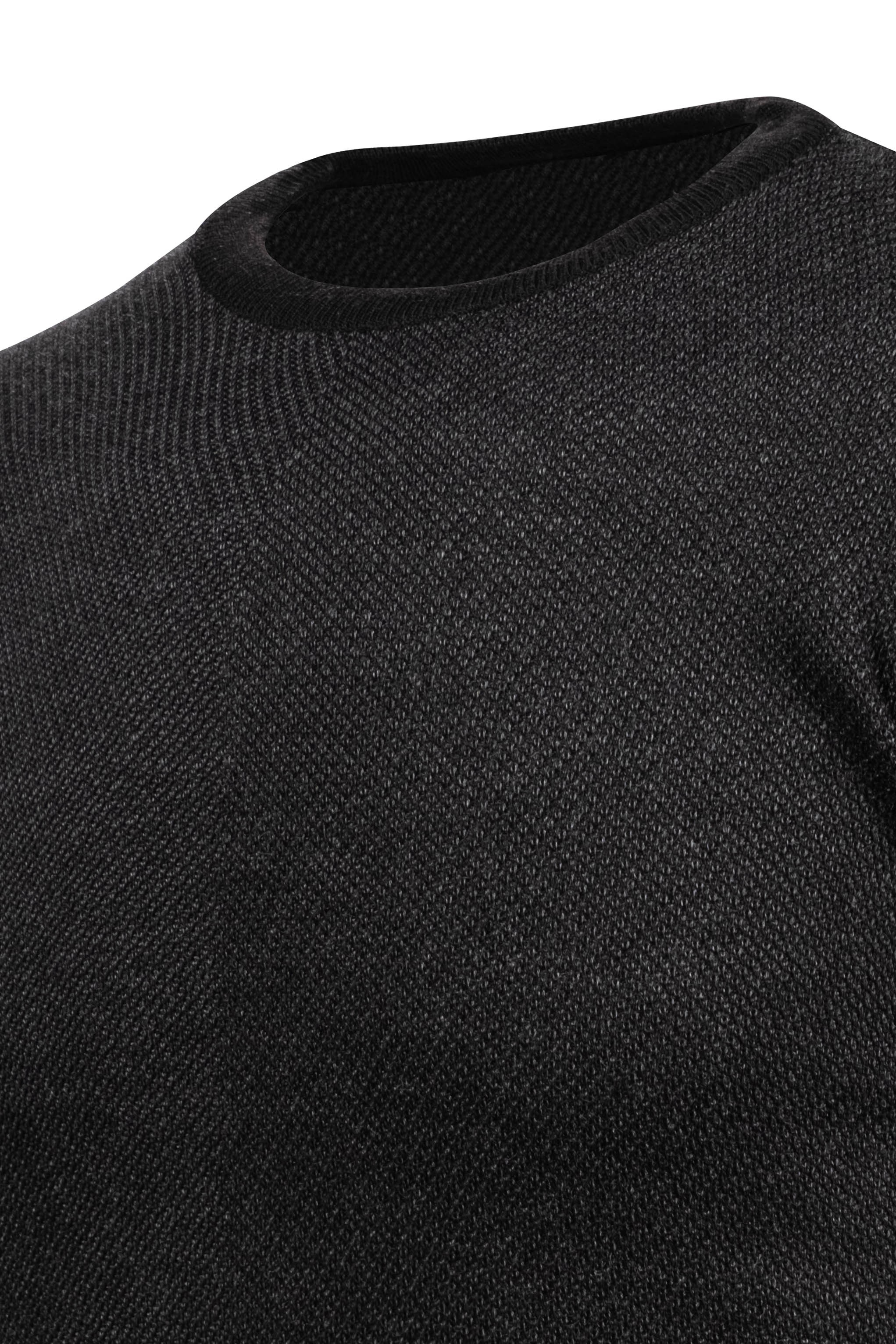 Stripe Knitwear Men's Crew Neck Knitwear Sweater Patterned Sleeve and Waist Elastic Steel Knitted Regular Pattern - 5013C - BLACK