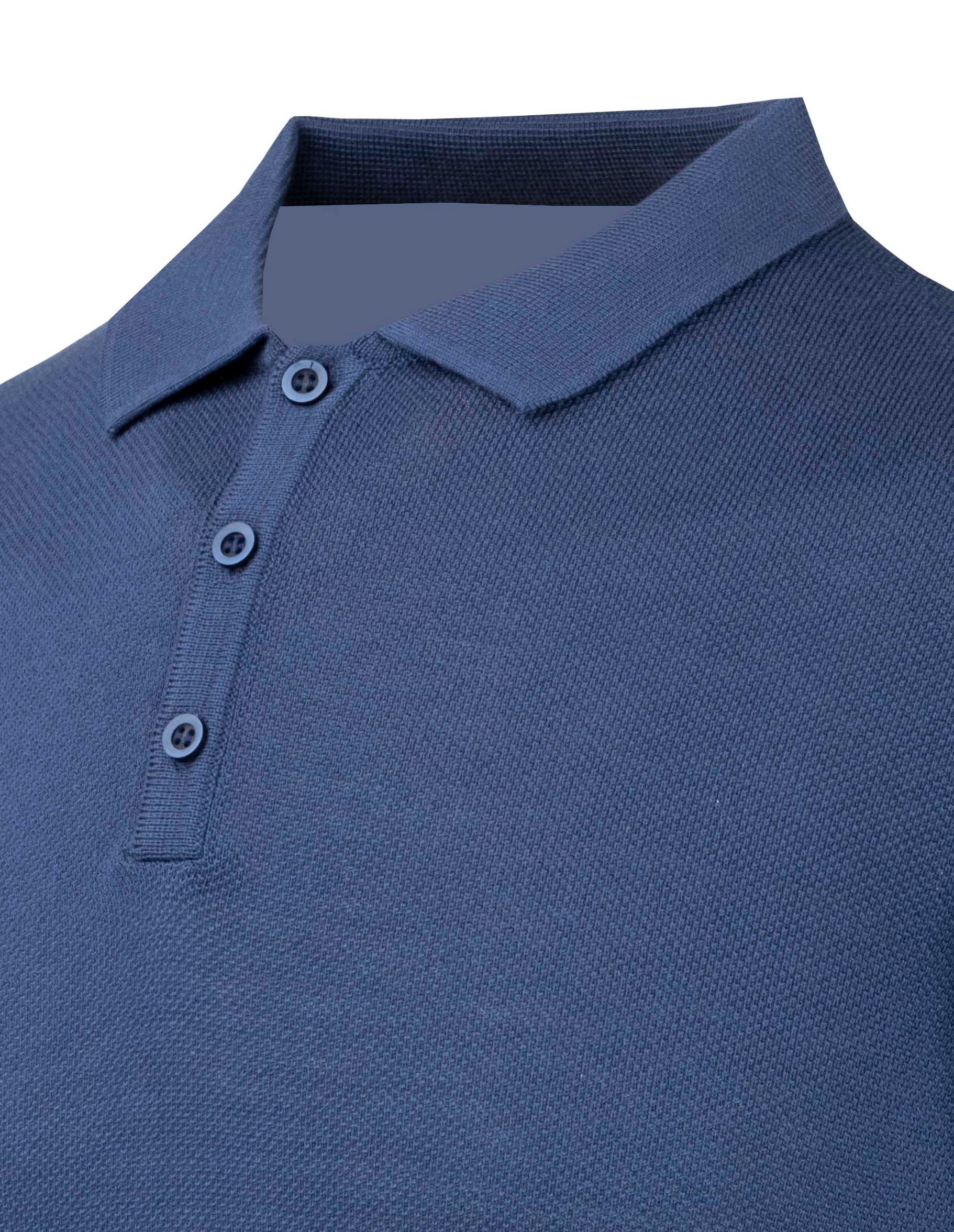 Erkek Yazlık Triko Tişört Kıvrılmaz Polo Yaka Regular Kalıp - İNDİGO