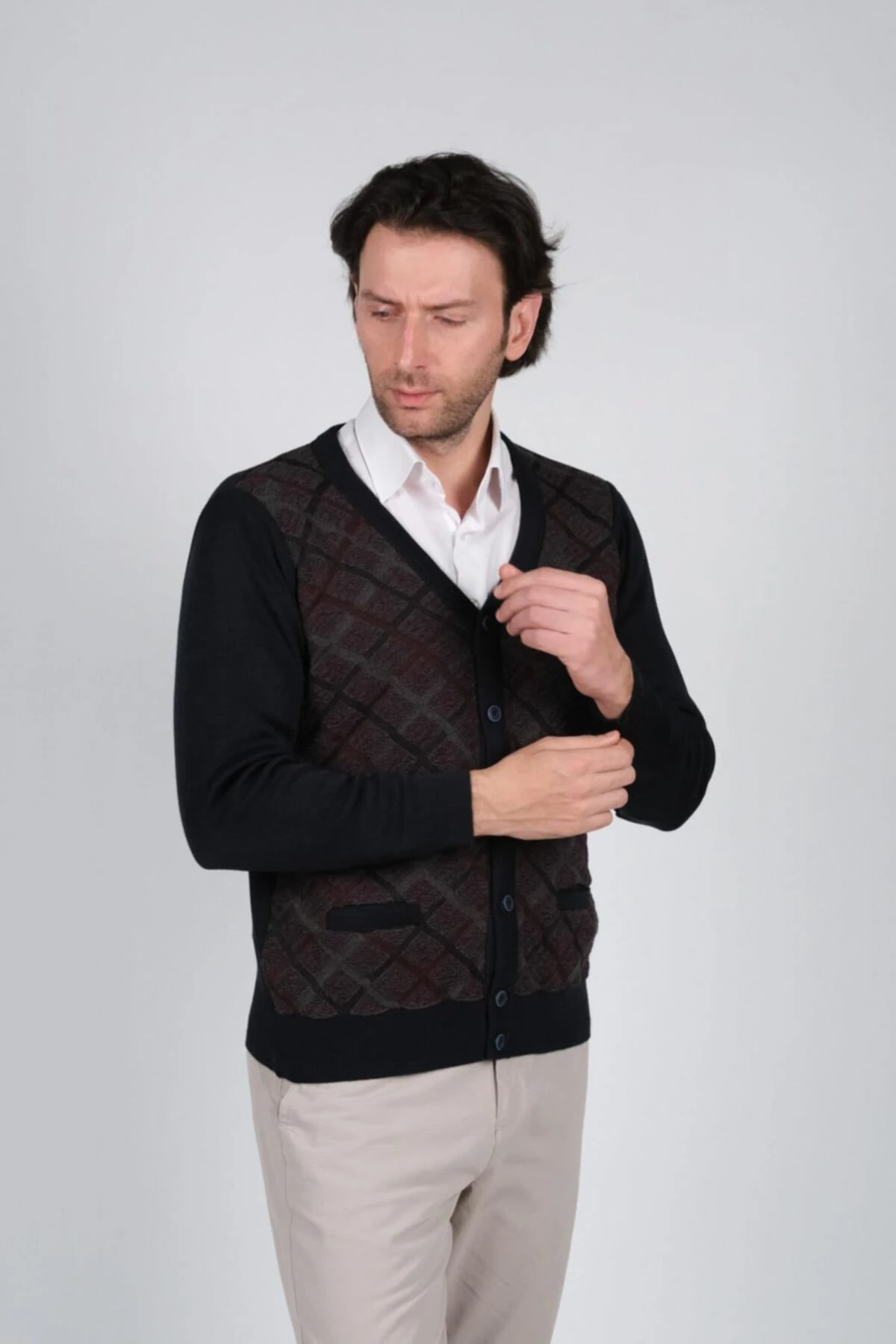 Düğmeli Erkek Triko Hirka