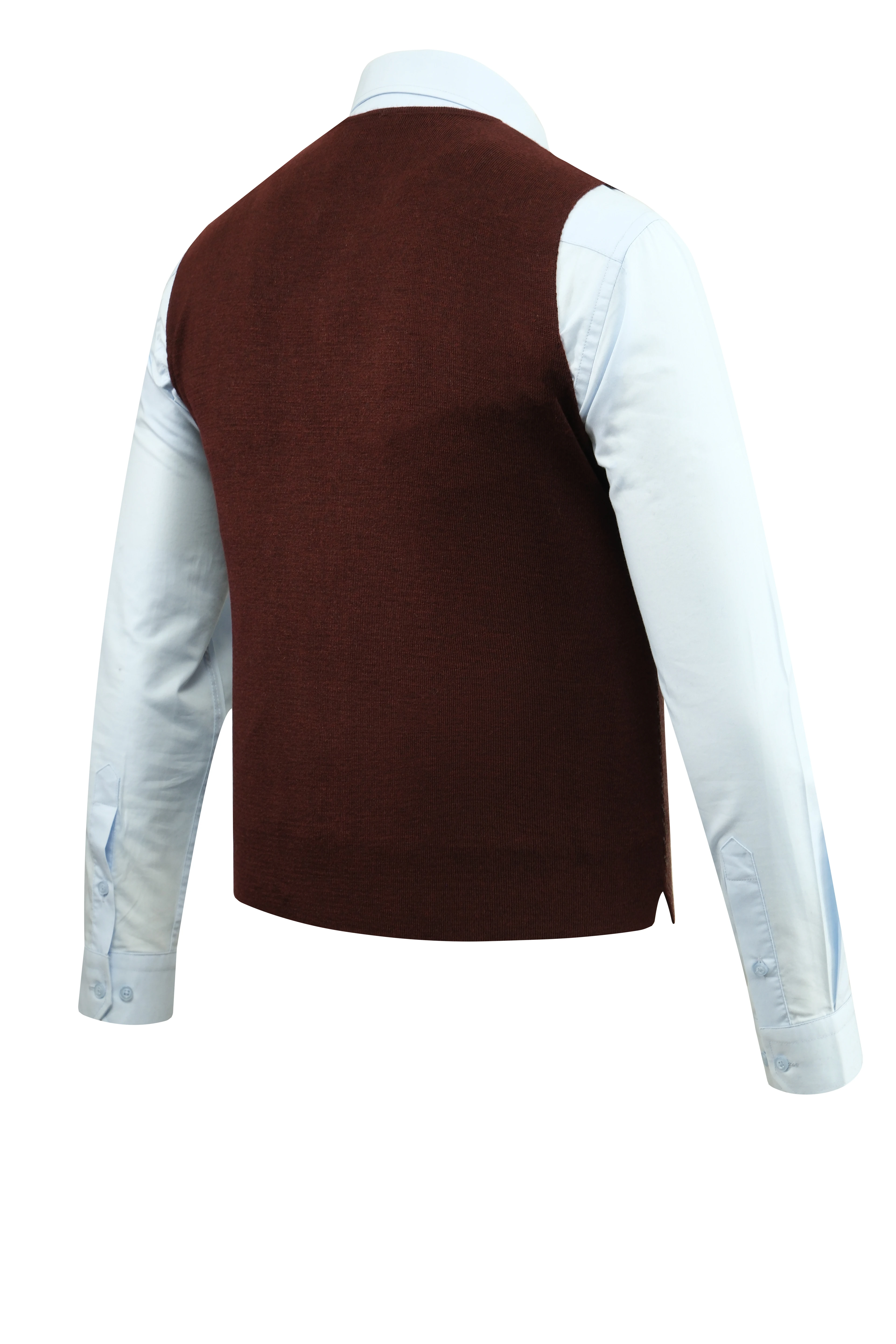 Erkek Düğmeli Yelek Cepsiz Desenli Çelik Örgü Klasik Kalıp - 5211LS - BORDO