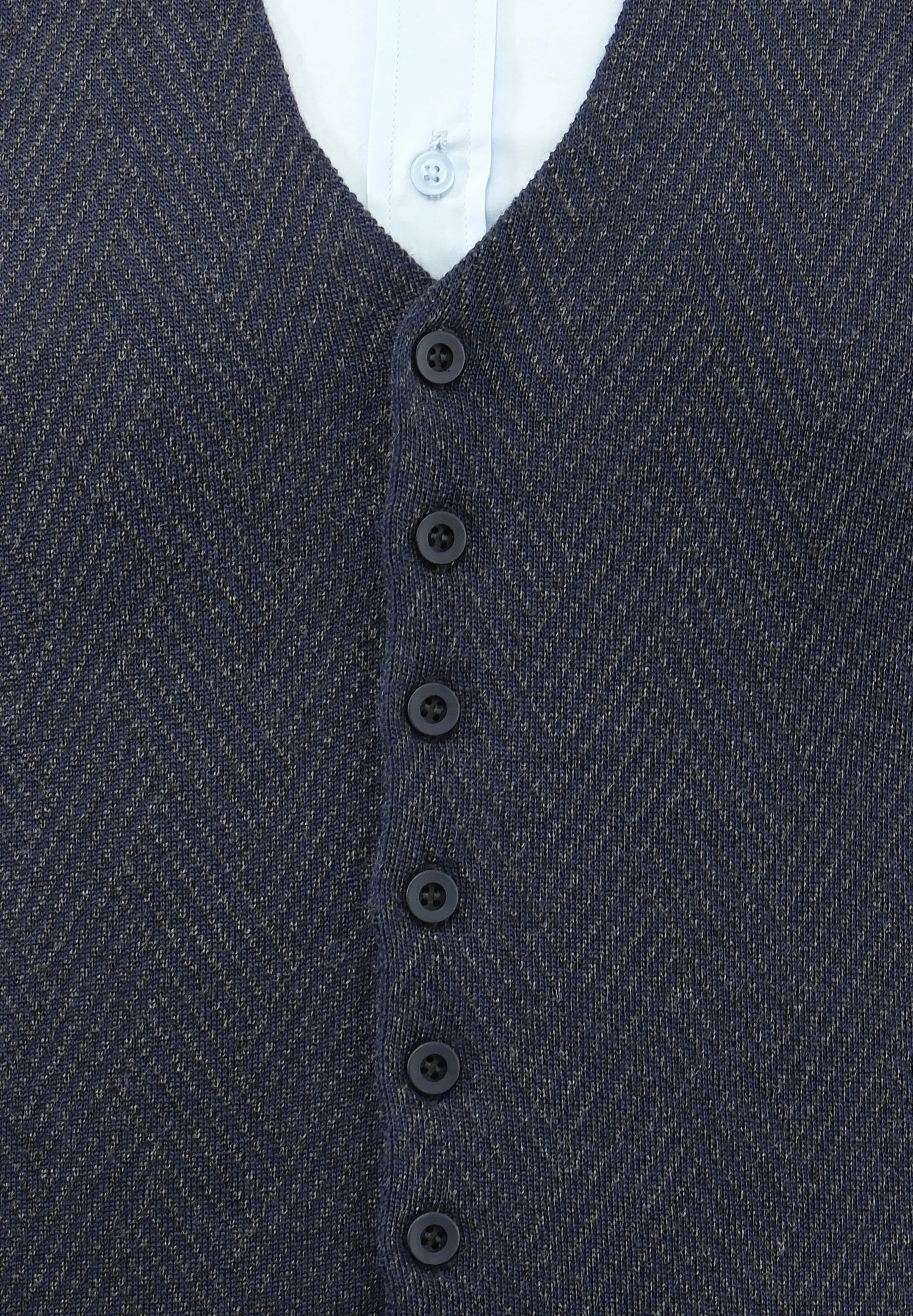 Erkek Düğmeli Yelek Cepsiz Desenli Çelik Örgü Klasik Kalıp - 5211LS - LACİVERT