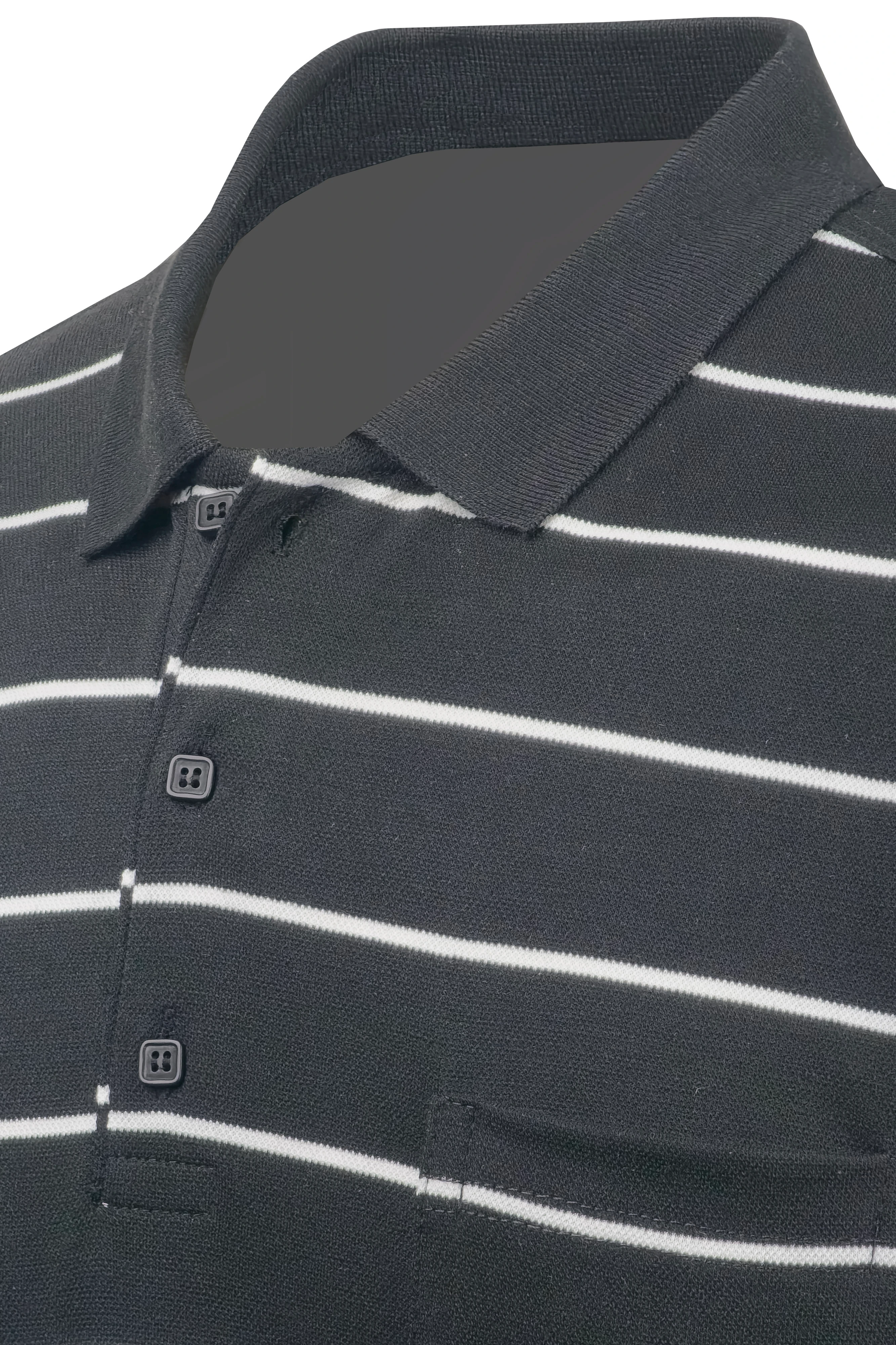 Erkek Polo Yaka Düğmeli Cepli Tişört Klasik Kalıp - 4902 - SİYAH