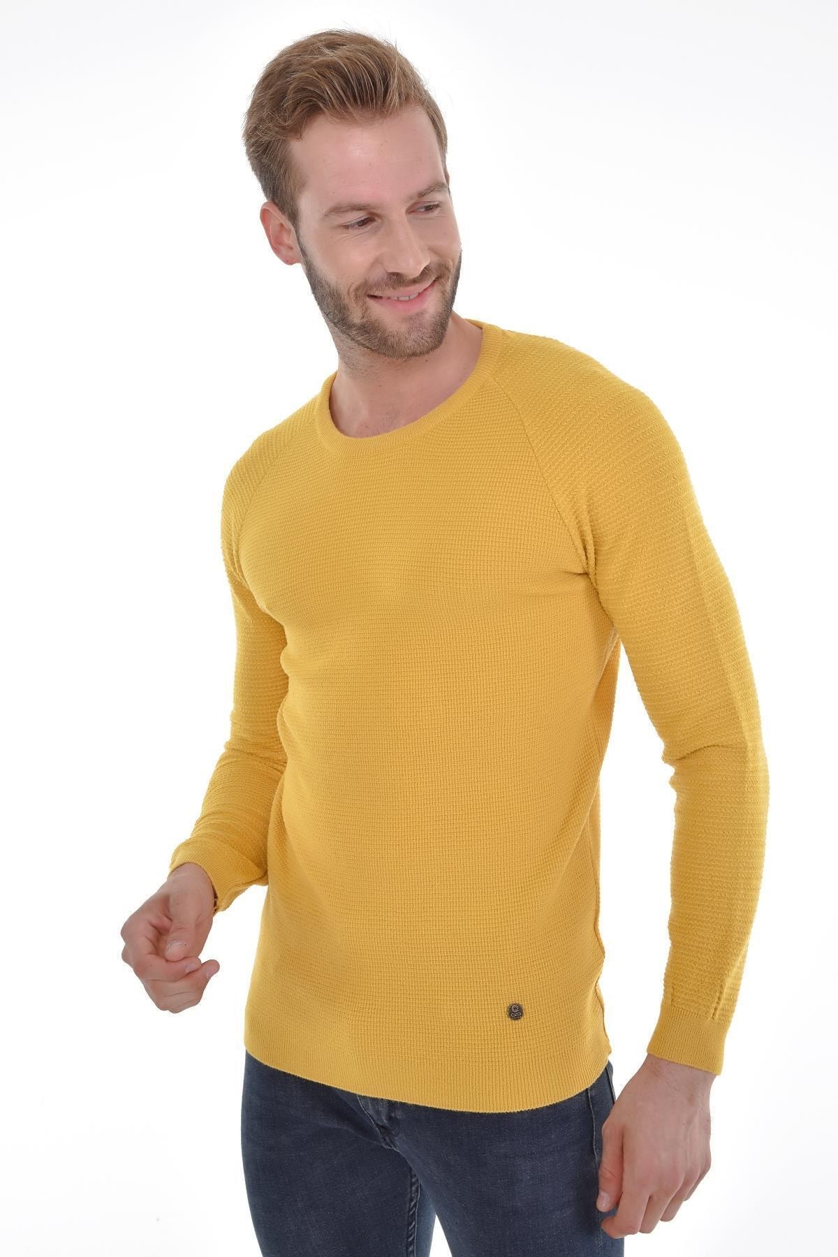 Erkek Triko Kazak Sıfır Yaka Düz Renk Kol Ve Bel Lastikli Kışlık Dokuma Pamuklu