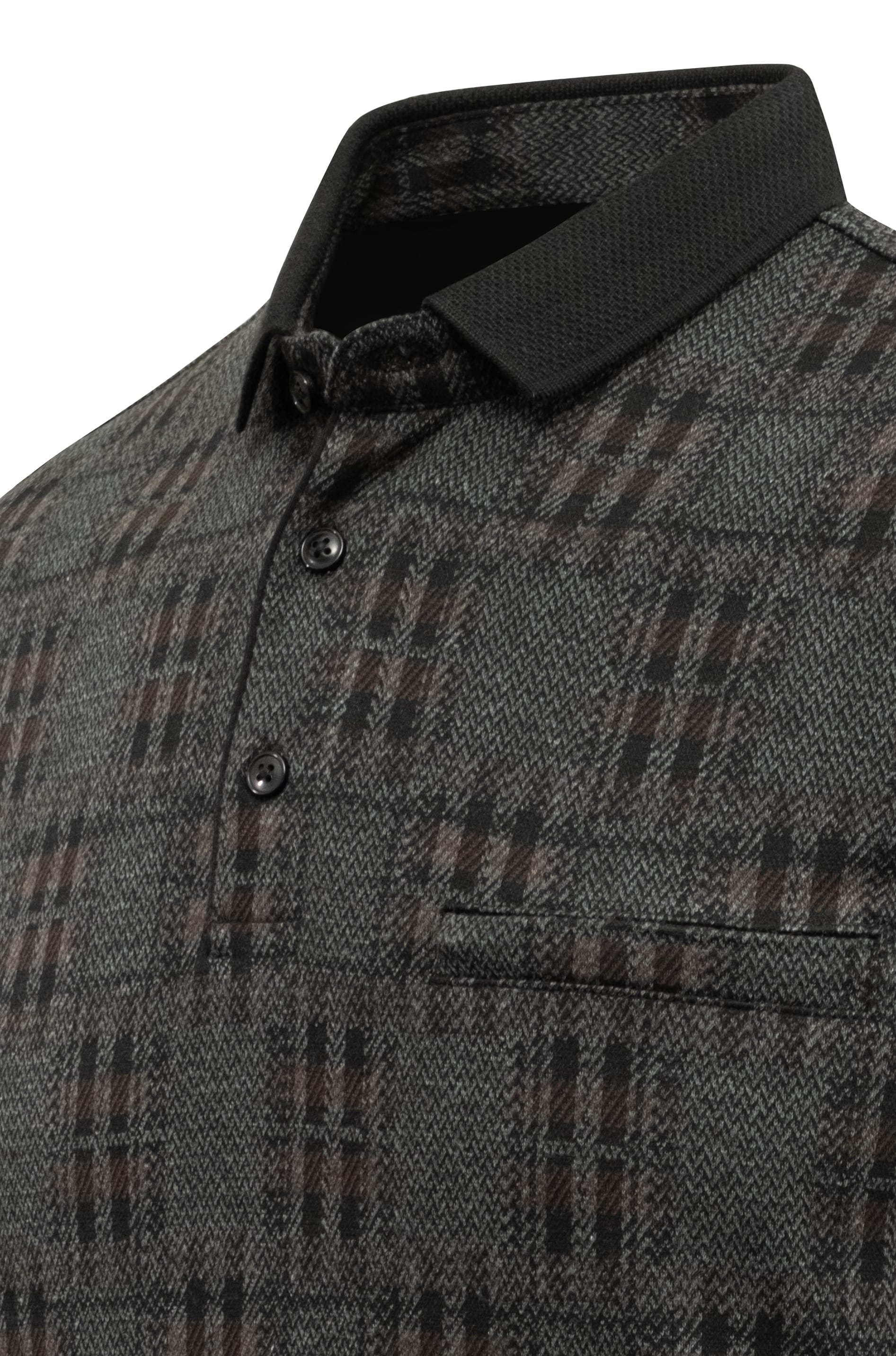 Erkek Polo Yaka Sweat Desenli Cepli Klasik Kalıp - 5231F - BLACK