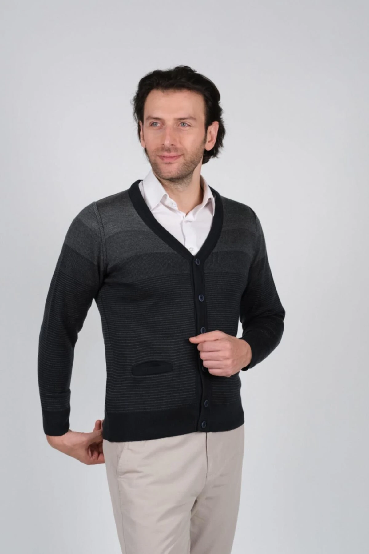 Düğmeli Erkek Triko Hirka