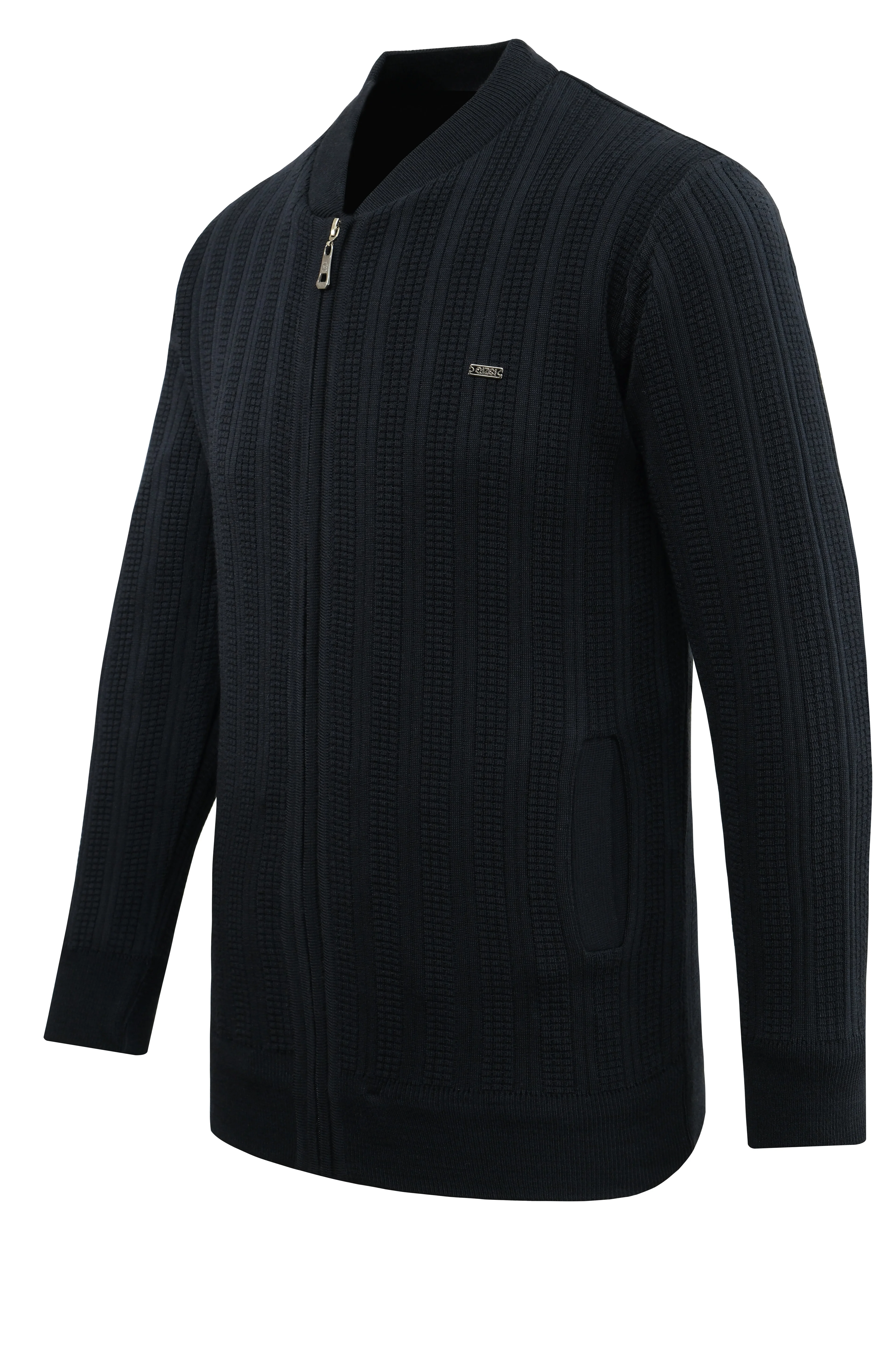 Erkek Astarlı Triko Mont Hakim Yaka Çelik Örgü Desenli Klasik Kalıp - 5209T