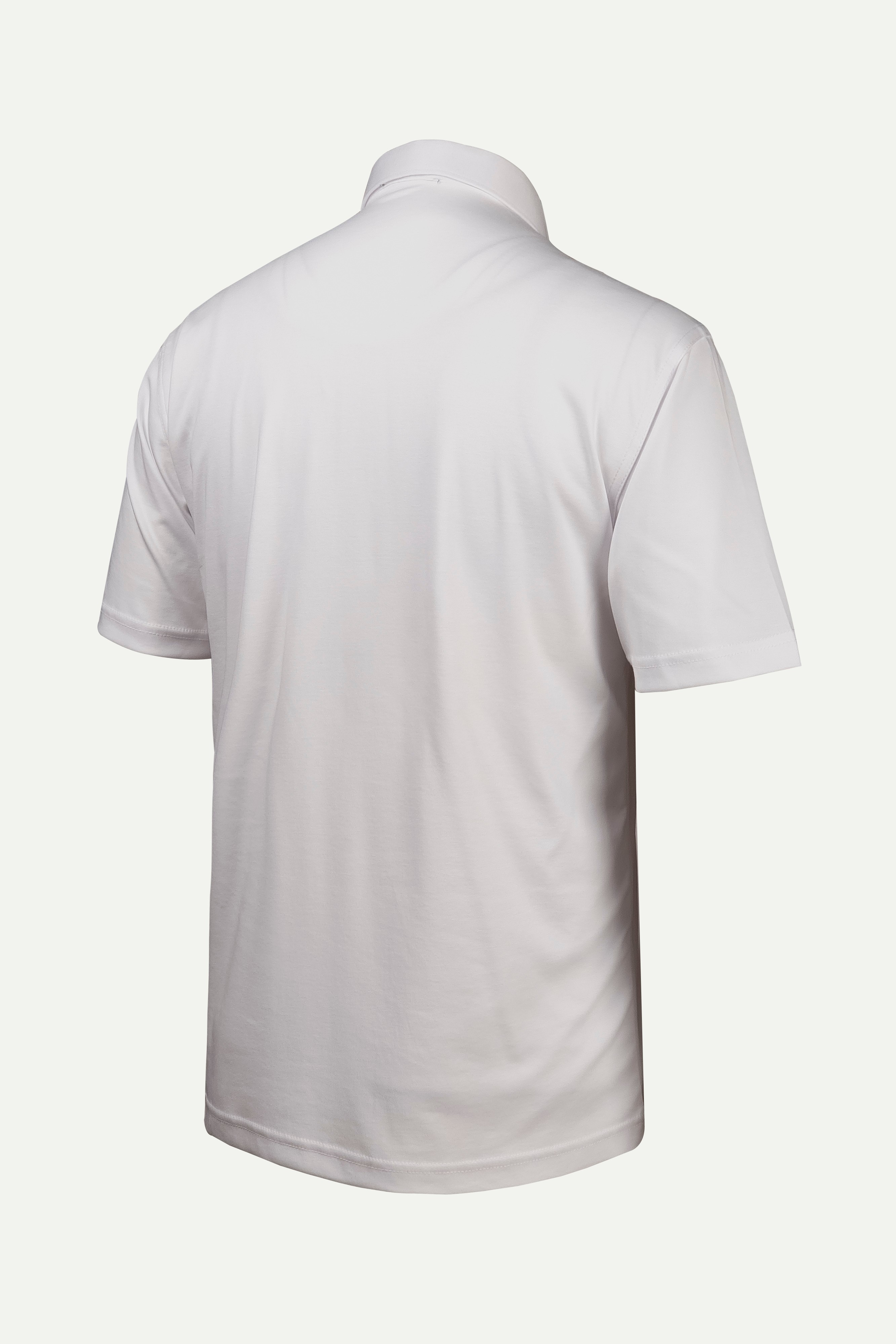 Çizgi Triko Erkek Gömlek Yaka Düğmeli Cepli Tişört Klasik Kalıp - BEYAZ