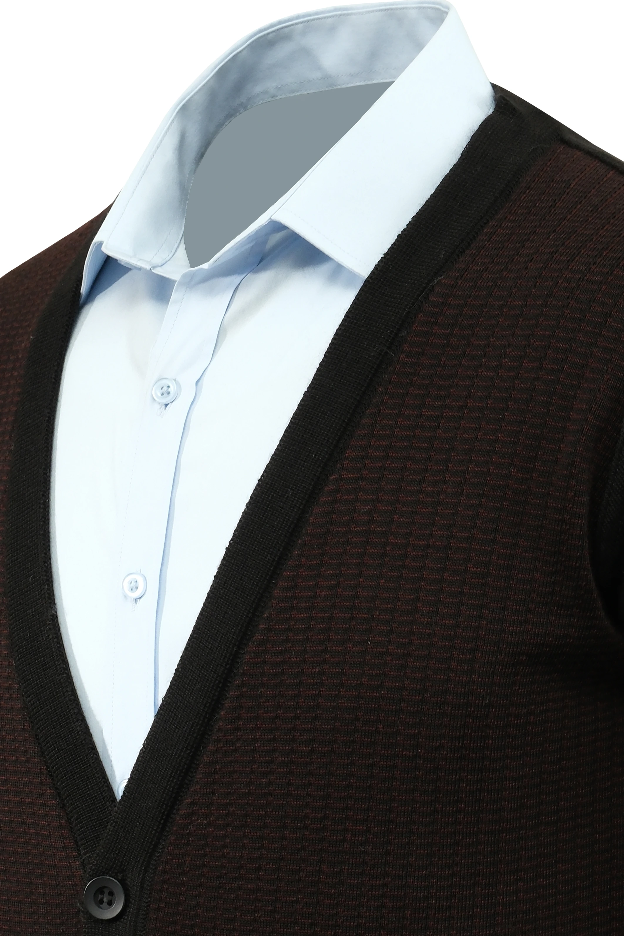 Erkek Düğmeli Hırka Cepli Desenli Çelik Örgü Klasik Kalıp - 5205M - BLACK