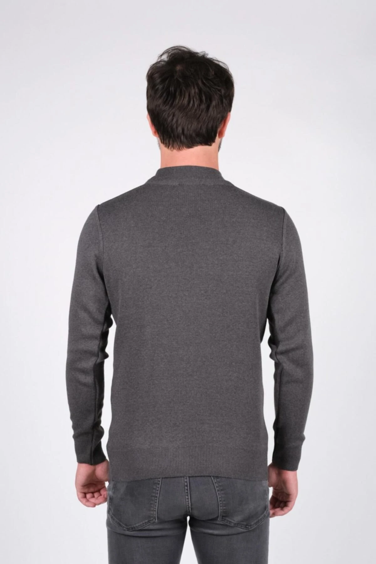 Erkek Yarım Balıkçı Triko Kazak Nokta Desenli Klasik Bel Ve Kol Lastikli Kışlık Dokuma Ç