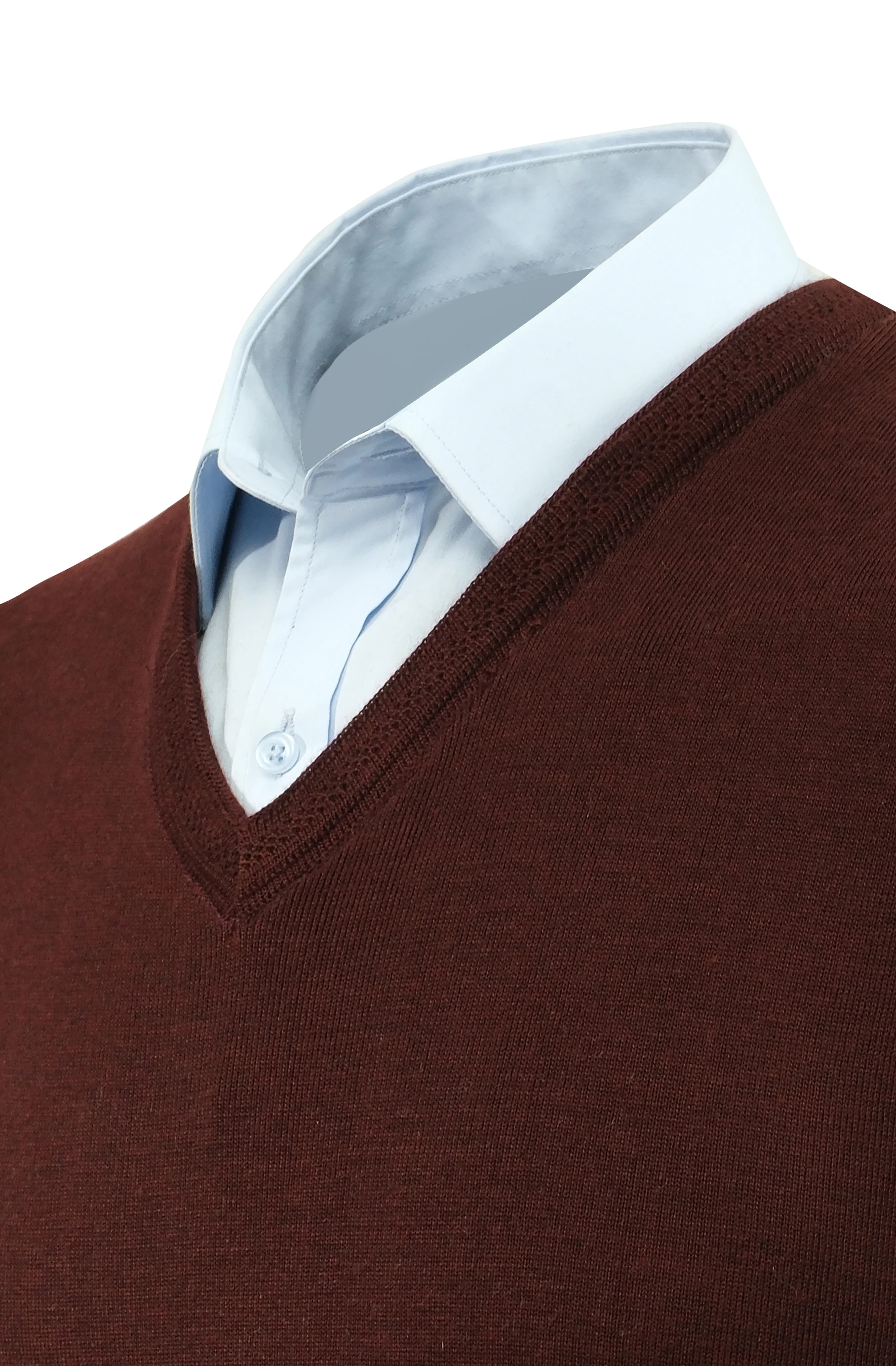 Erkek V Yaka Süveter Triko Düz Renk Çelik Örgü Klasik Kalıp - 5200H