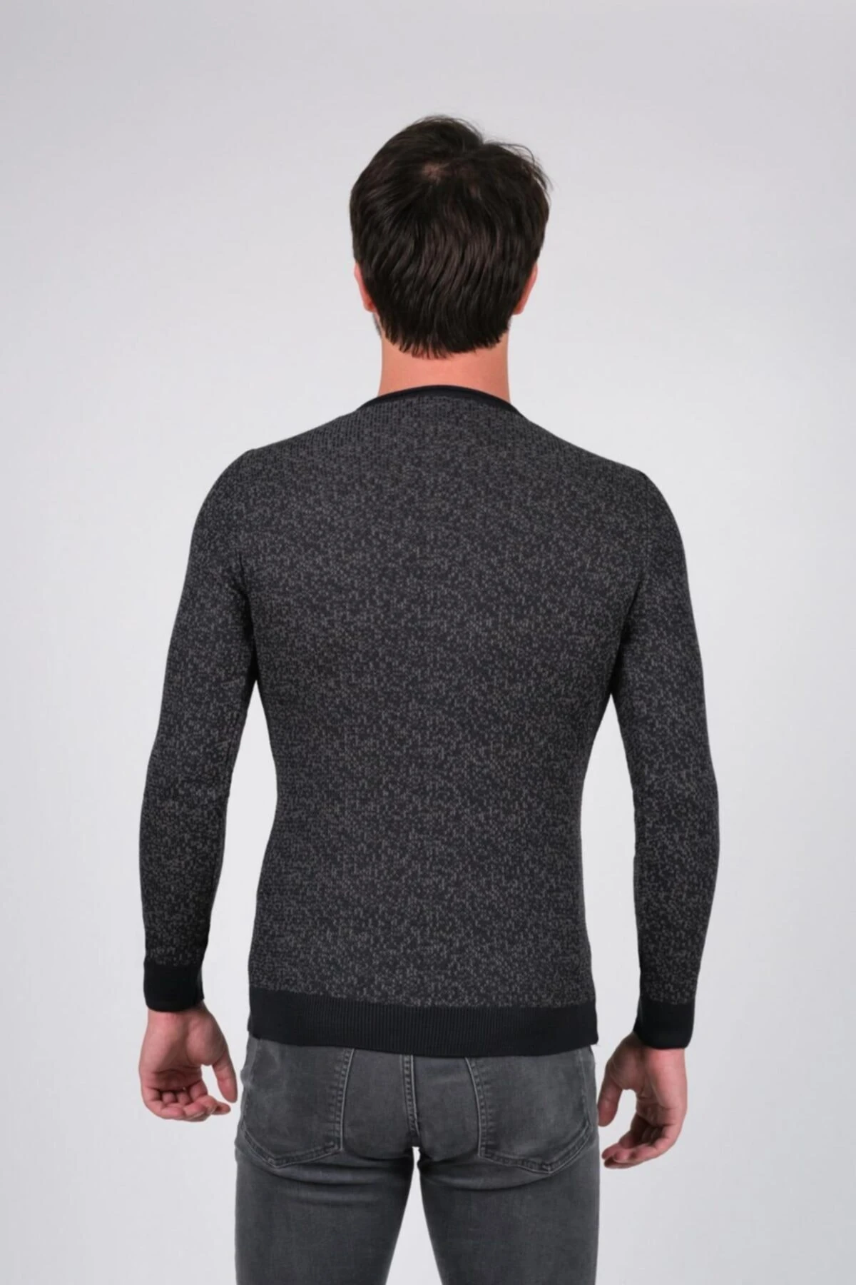 Erkek Triko Kazak Sıfır Yaka Kol Ve Bel Lastikli Kışlık Dokuma