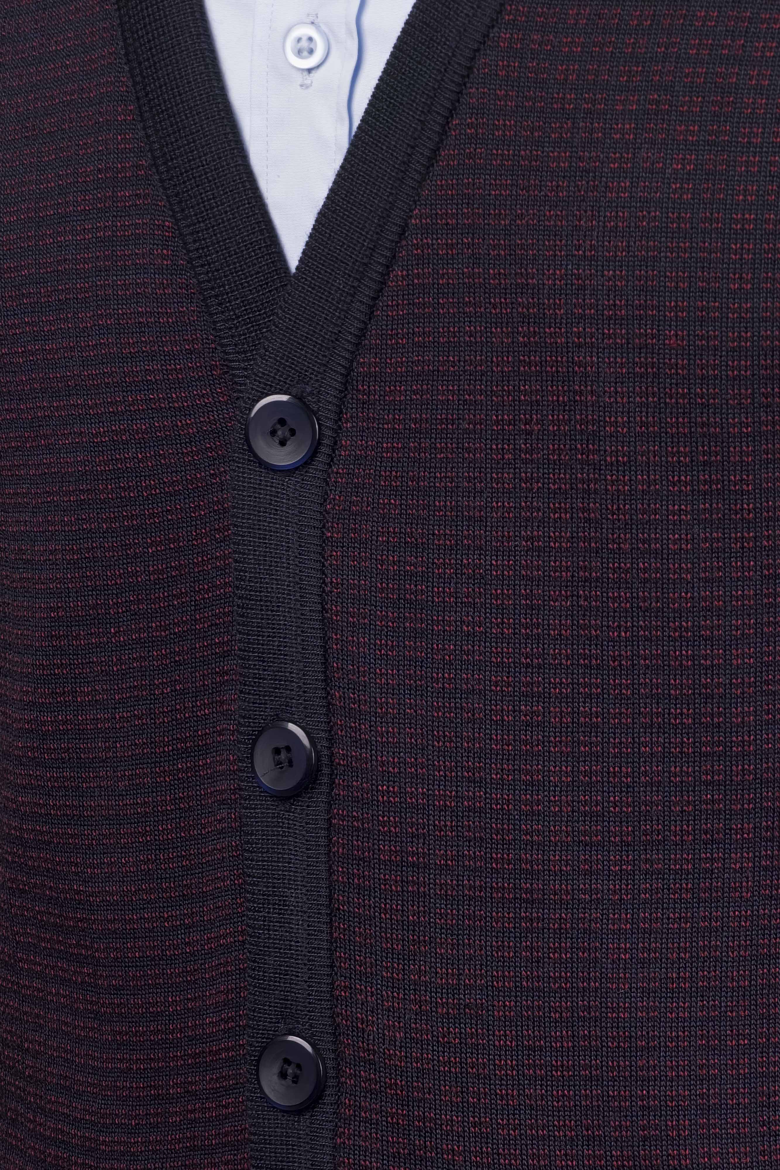 Çizgi Triko Erkek V Yaka Triko Hırka Düğmeli Cep Detaylı Desenli Çelik Örgü Klasik Kalıp