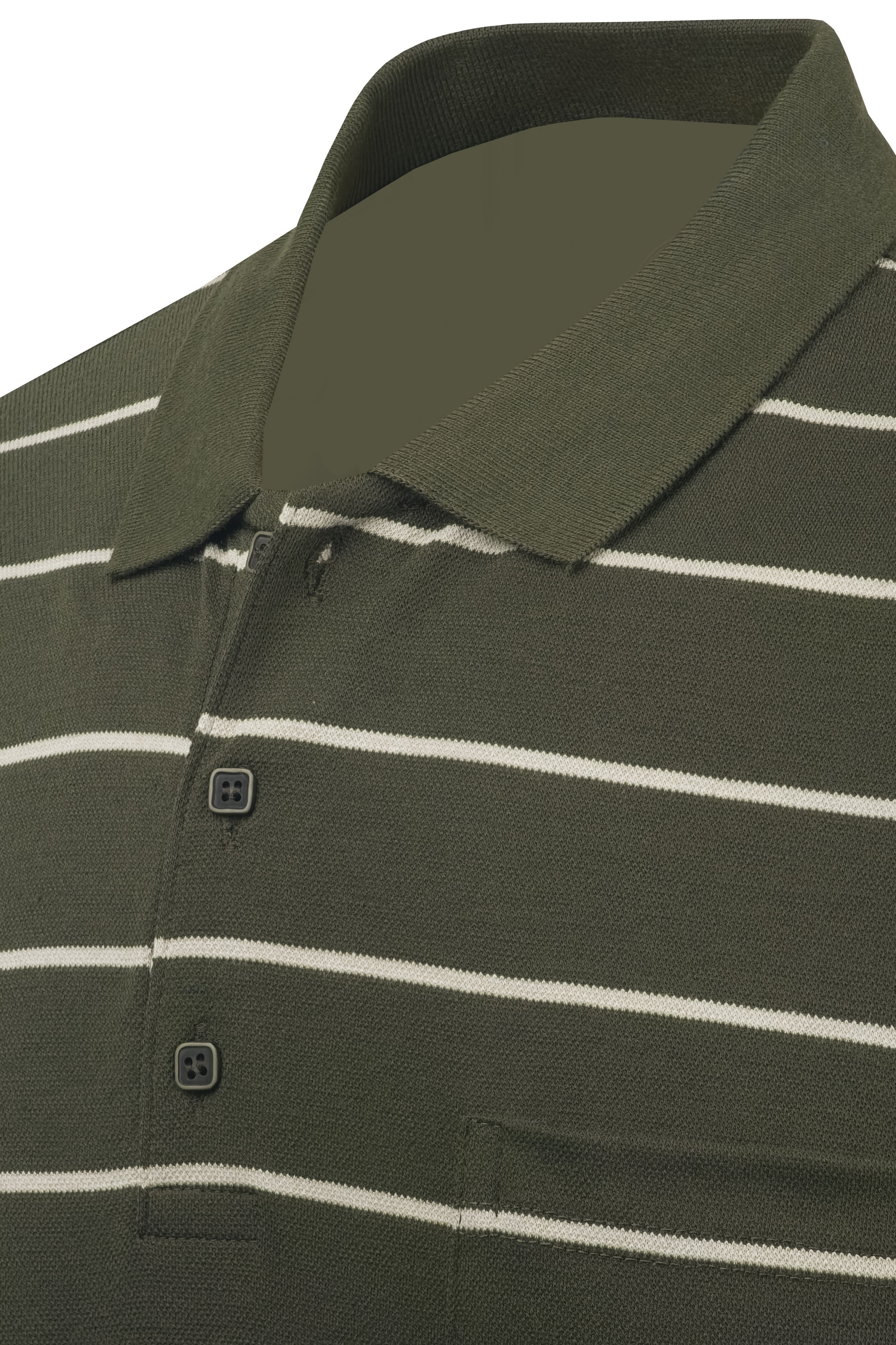 Erkek Polo Yaka Düğmeli Cepli Tişört Klasik Kalıp - 4902 - HAKİ