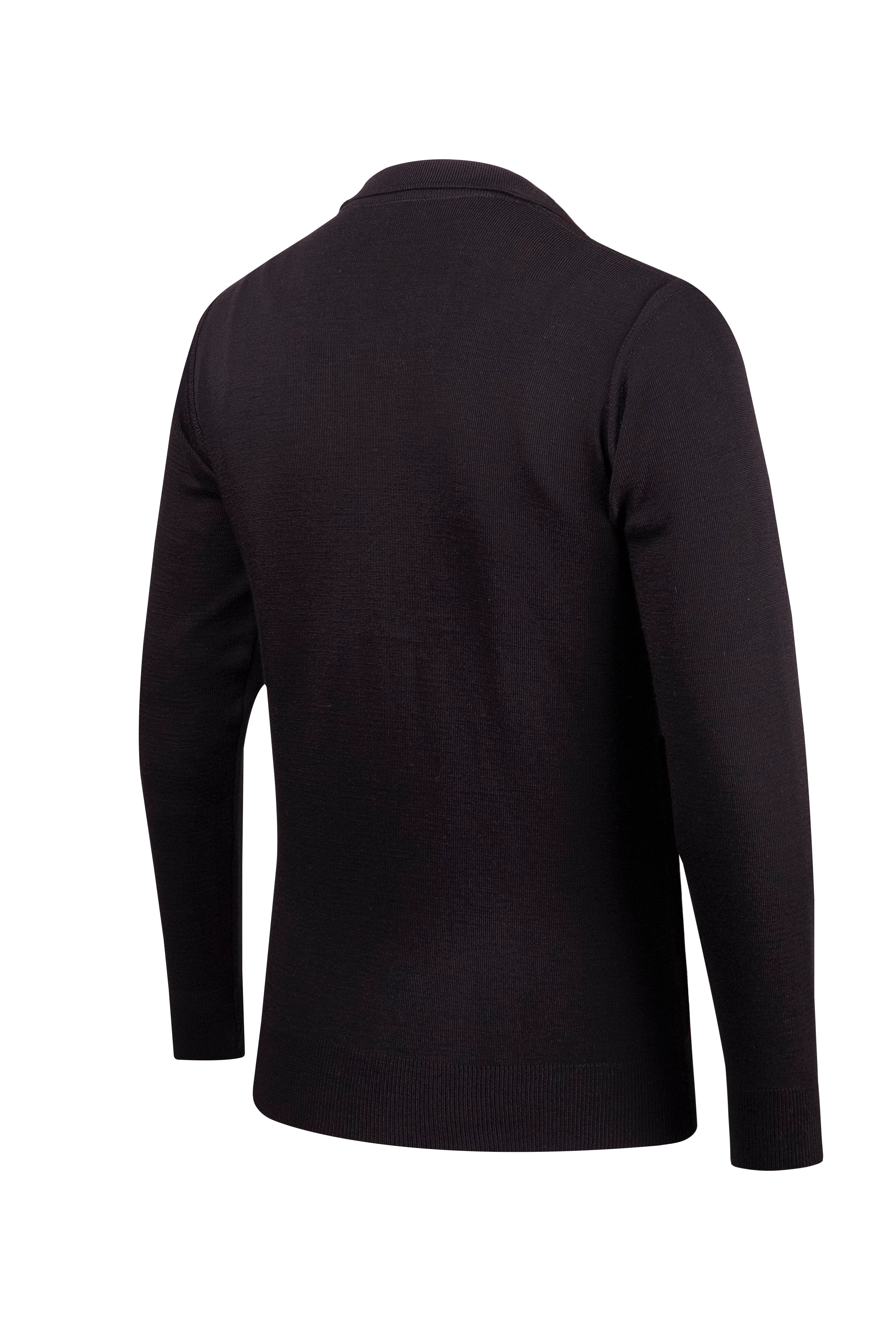 Çizgi Triko Erkek Polo Yaka Triko Kazak Desenli Kol Ve Bel Lastikli Çelik Örgü Klasik Kalıp - 4802F - SİYAH