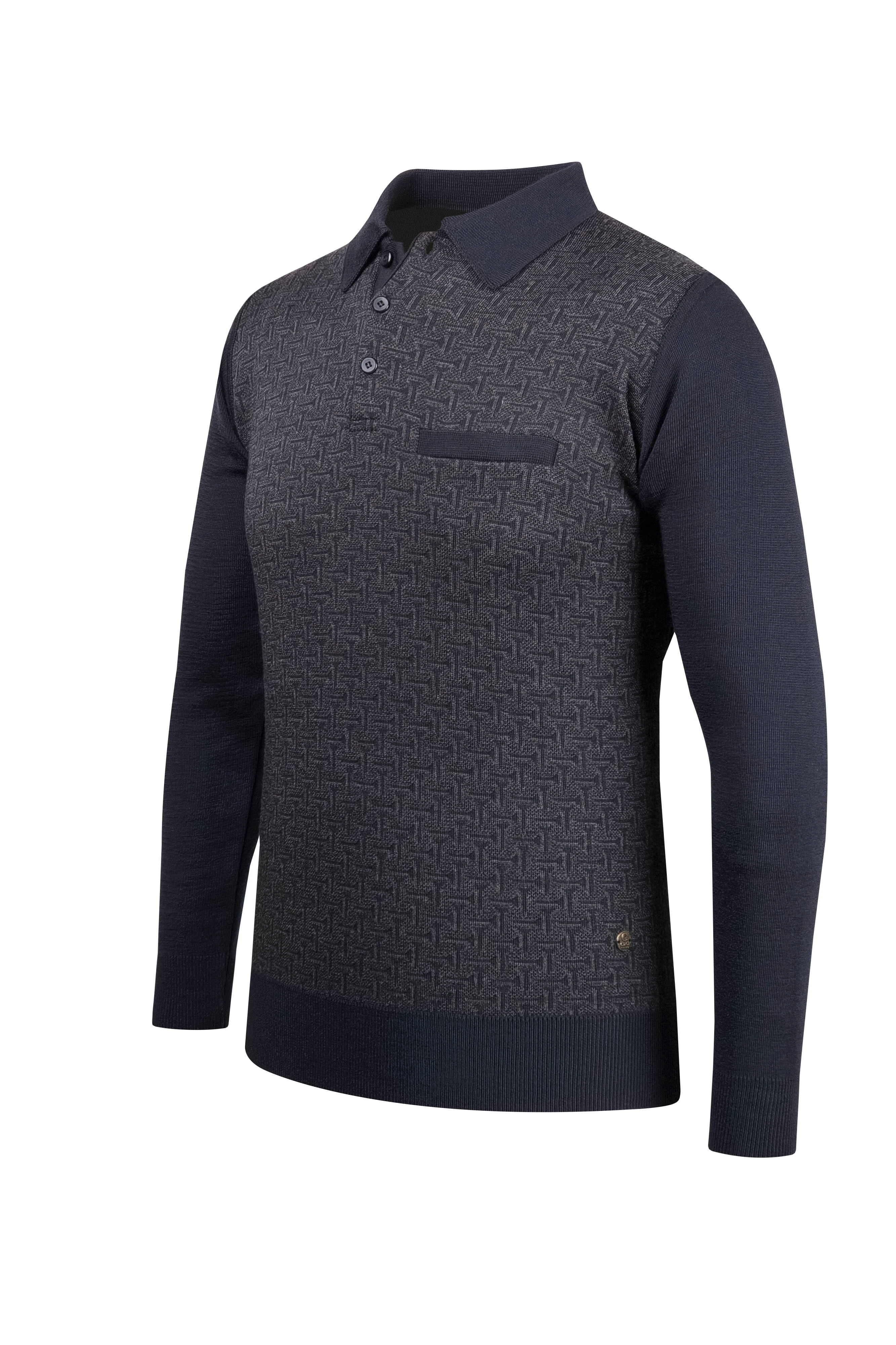 Çizgi Triko Erkek Polo Yaka Triko Kazak Desenli Kol Ve Bel Lastikli Çelik Örgü Klasik Kalıp