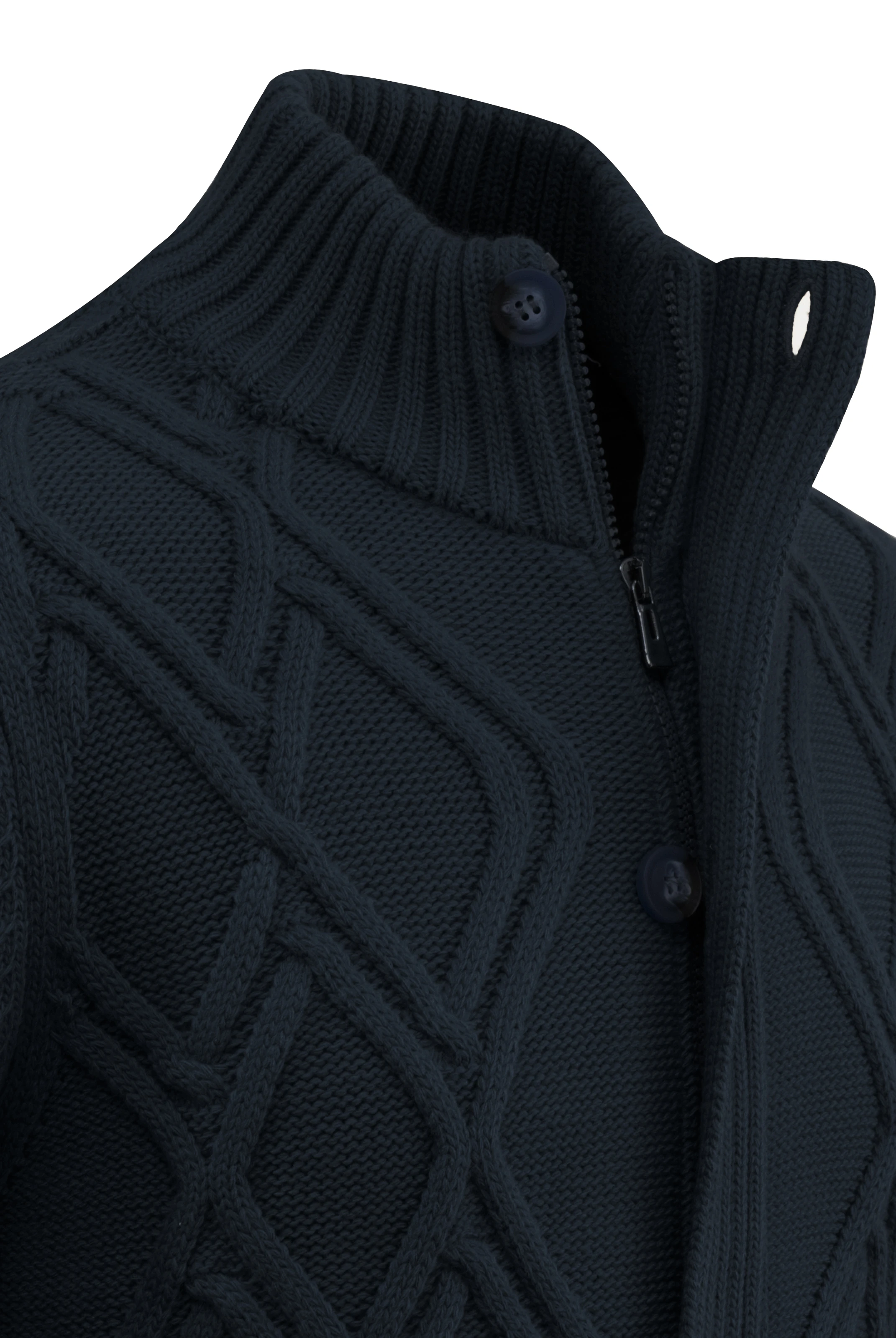 Erkek Kalın Örgü Triko Hırka Düğmeli ve Fermuarlı Cepli Klasik Kalıp - 5248M