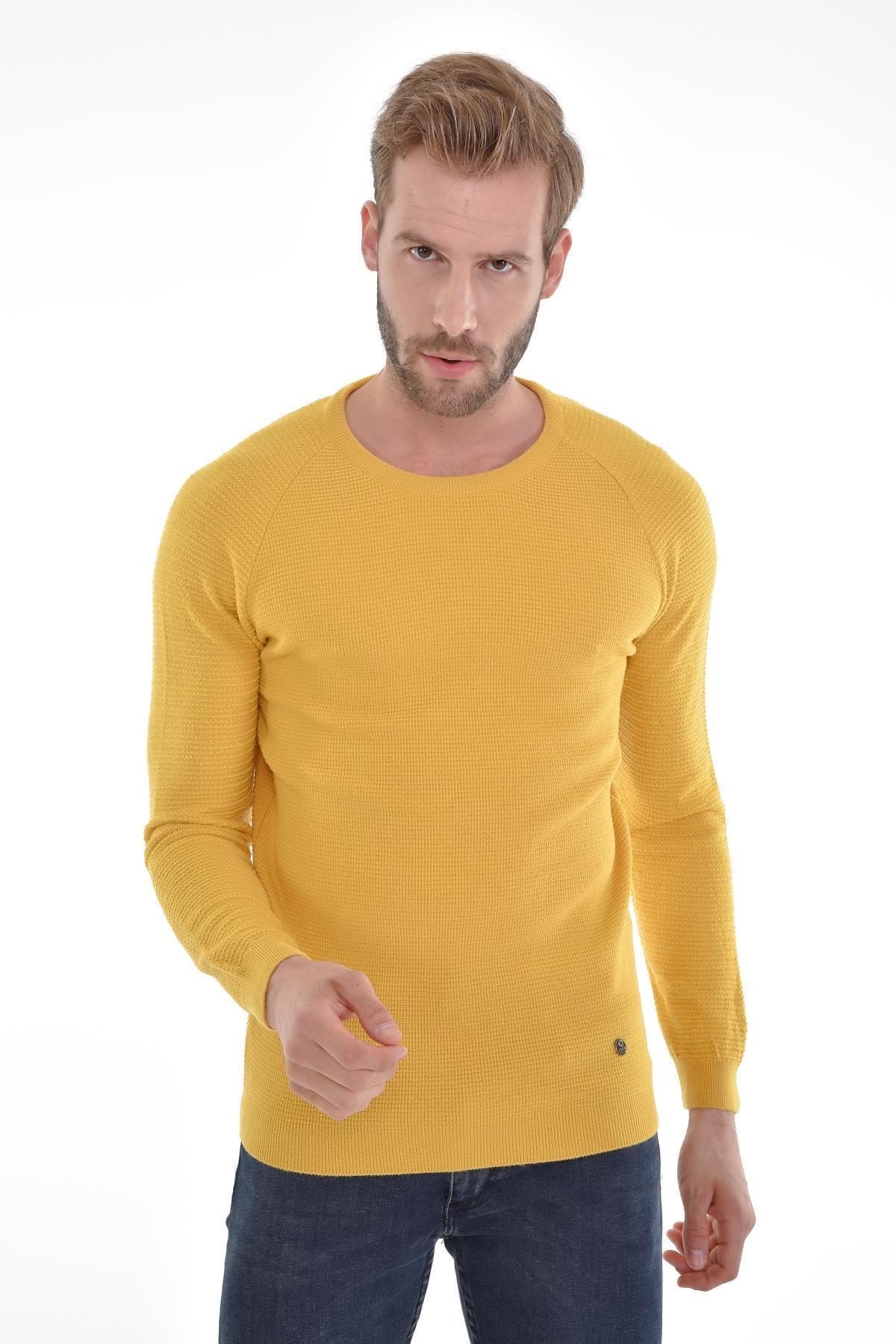 Erkek Triko Kazak Sıfır Yaka Düz Renk Kol Ve Bel Lastikli Kışlık Dokuma Pamuklu