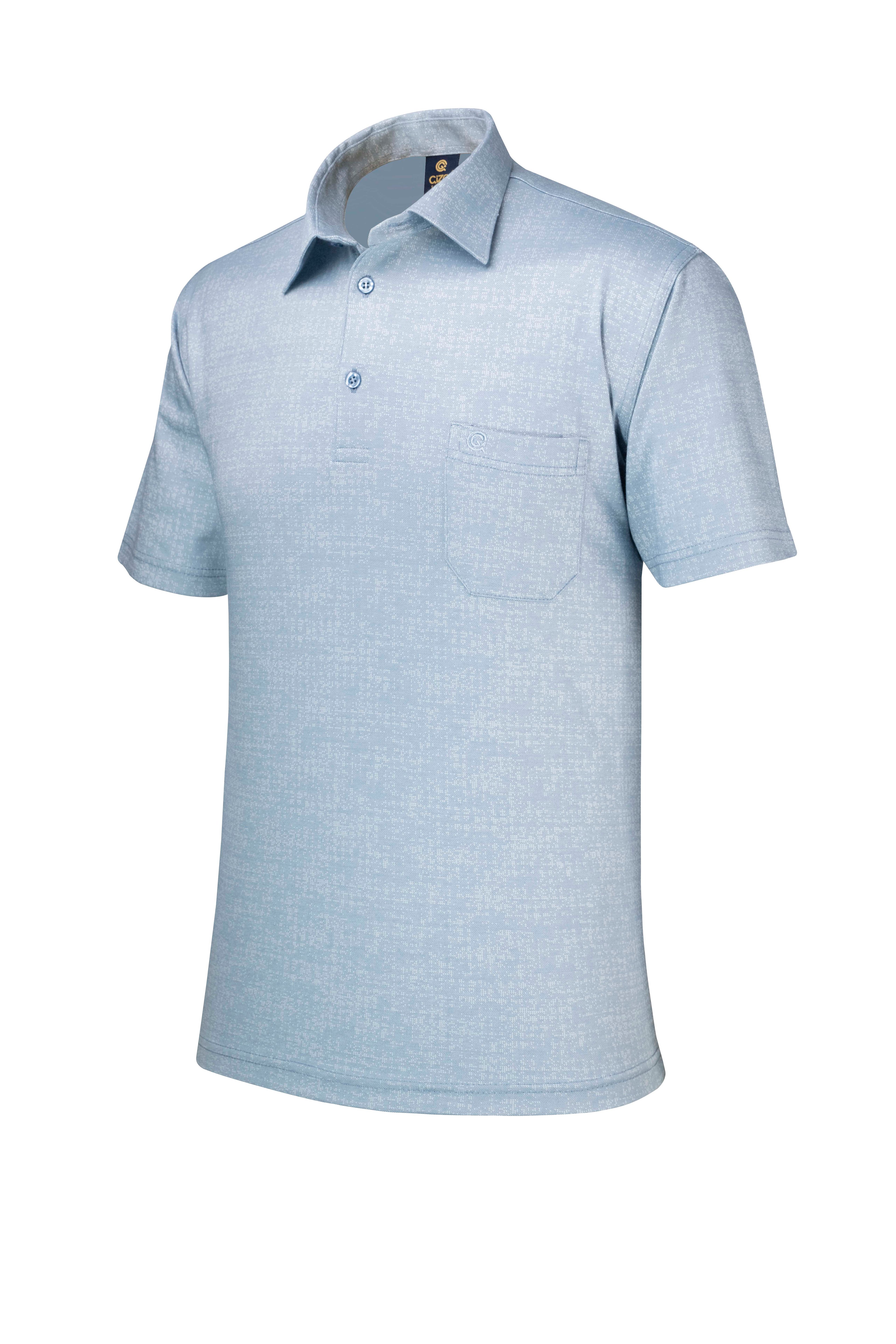 Men's Shirt Collar Buttoned Pocket T-Shirt Classic Pattern - MAVİ