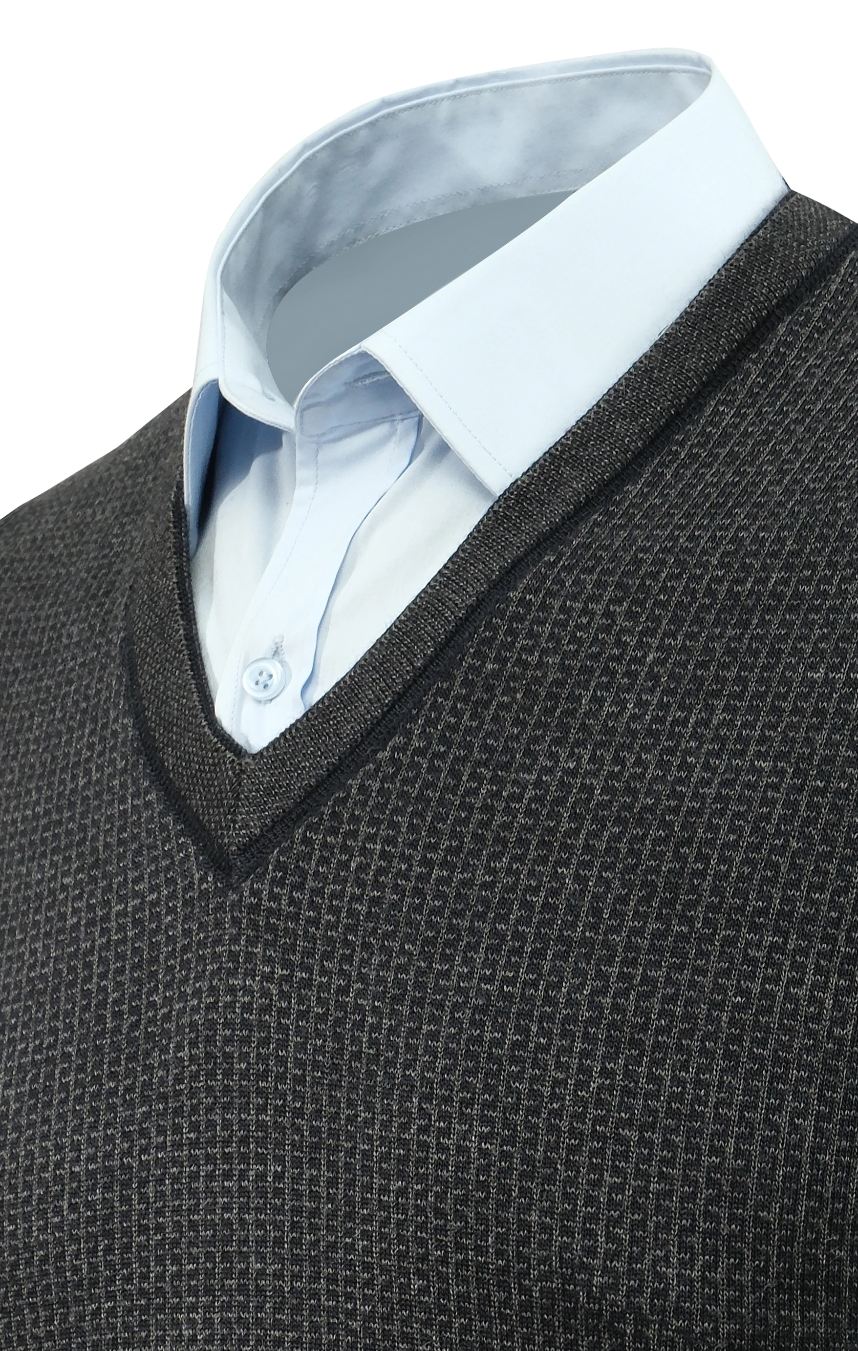 Erkek V Yaka Süveter Desenli Çelik Örgü Klasik Kalıp - 5208H - LACİVERT