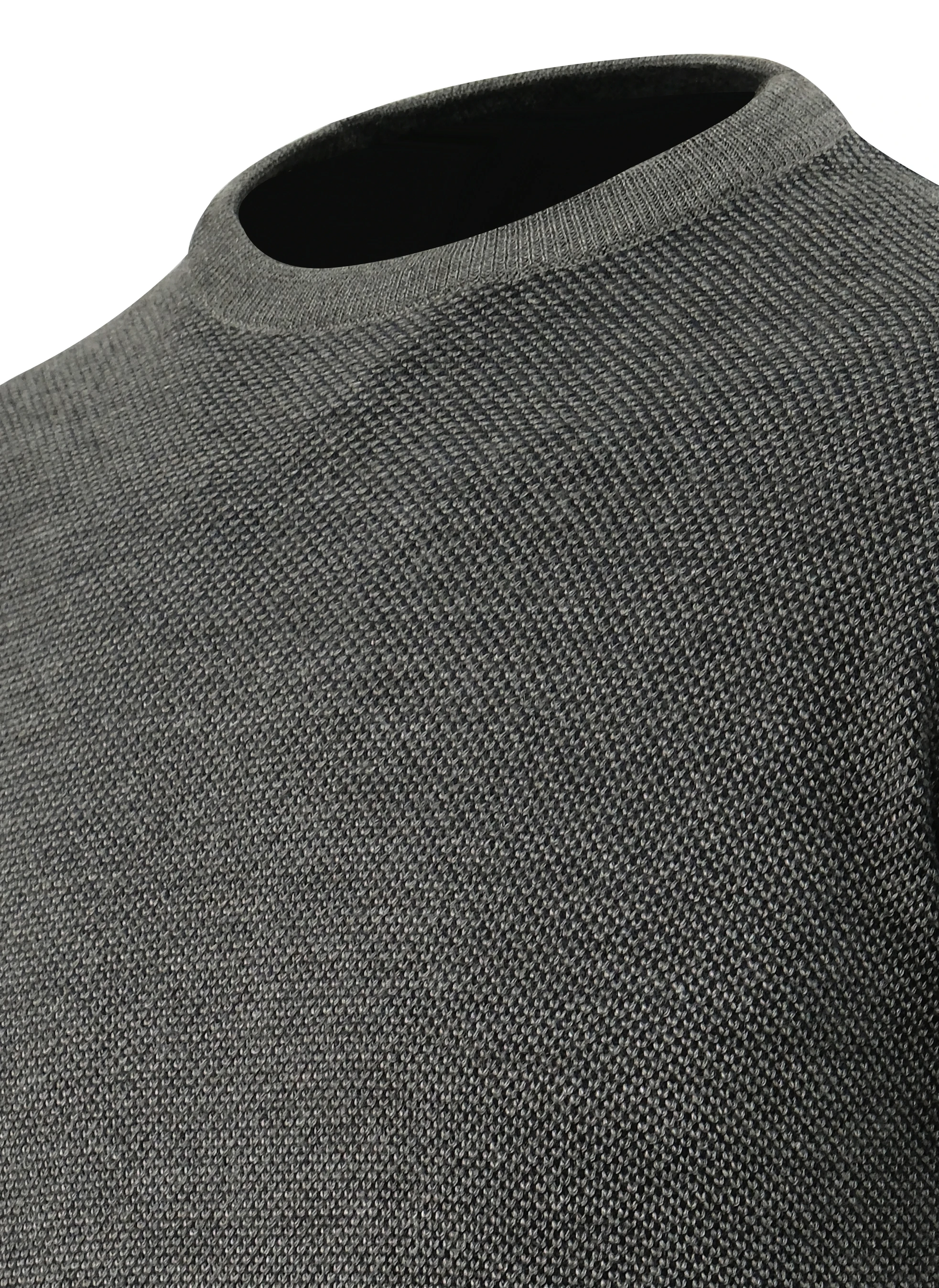 Erkek Sıfır Yaka Kazak Cepli Pike Desen Çelik Örgü Klasik Kalıp - 5214C - GREY